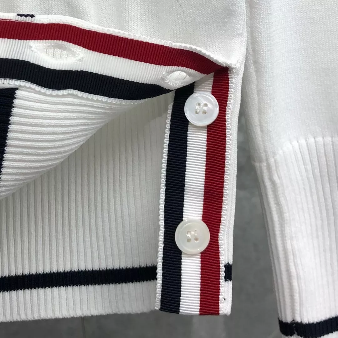 톰브라운 폴로 칼라 배색 스트라이프 니트 상세 이미지 20