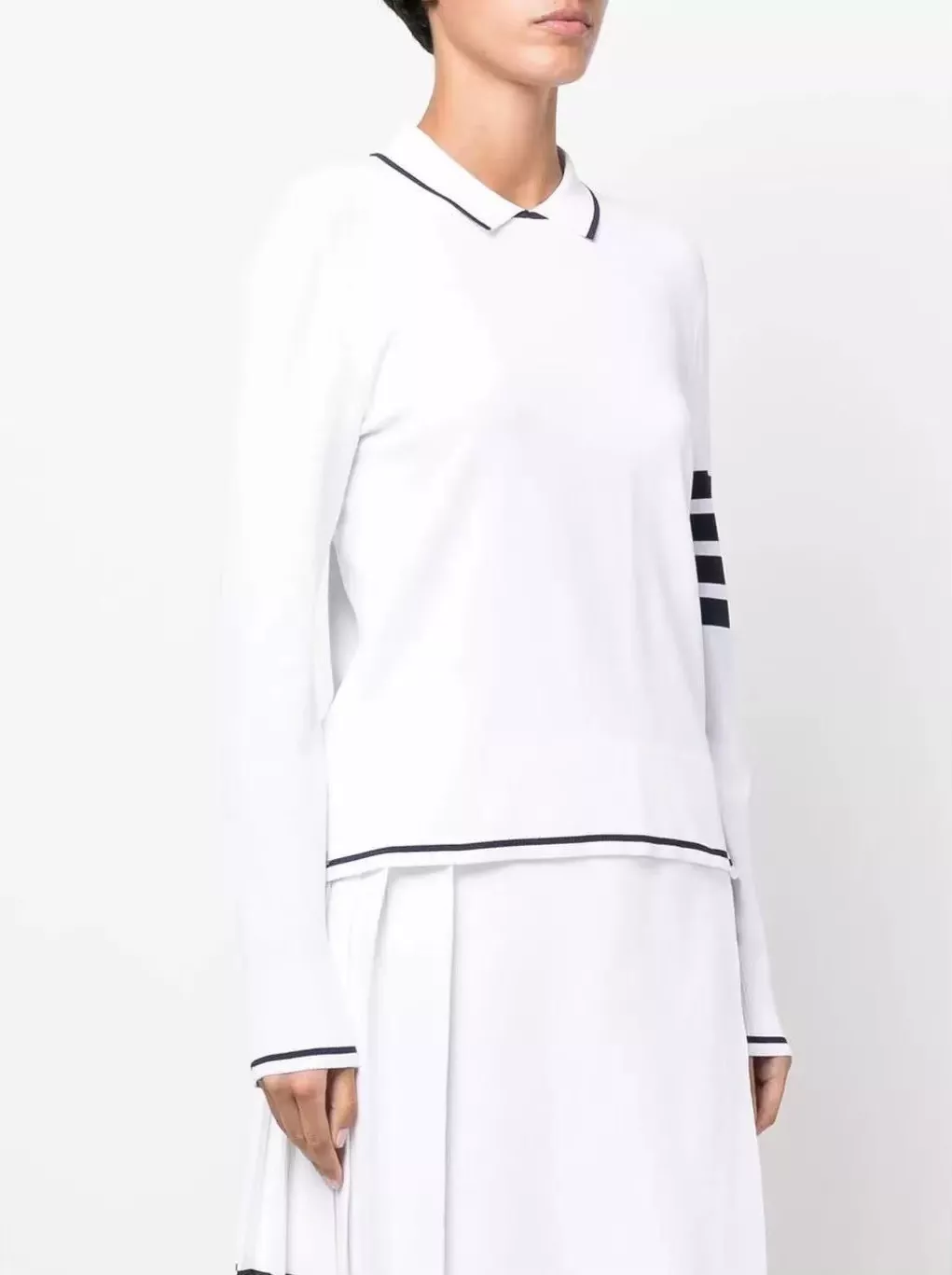 톰브라운 폴로 칼라 배색 스트라이프 니트 상세 이미지 33