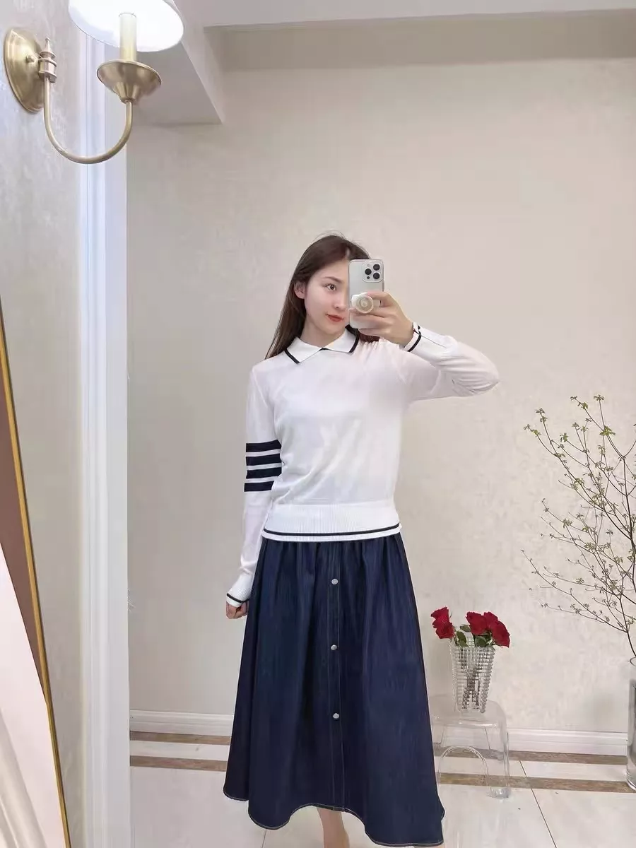 톰브라운 폴로 칼라 배색 스트라이프 니트 상세 이미지 30