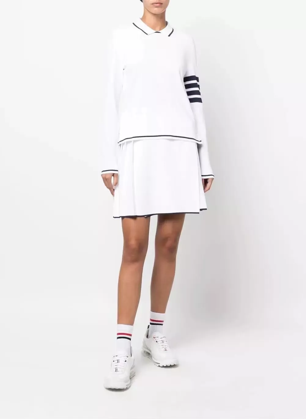 톰브라운 폴로 칼라 배색 스트라이프 니트 상세 이미지 32
