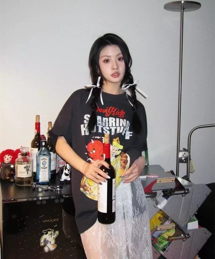 퓨리 바나나 프린트 워싱 반소매 티셔츠 상세 이미지 6