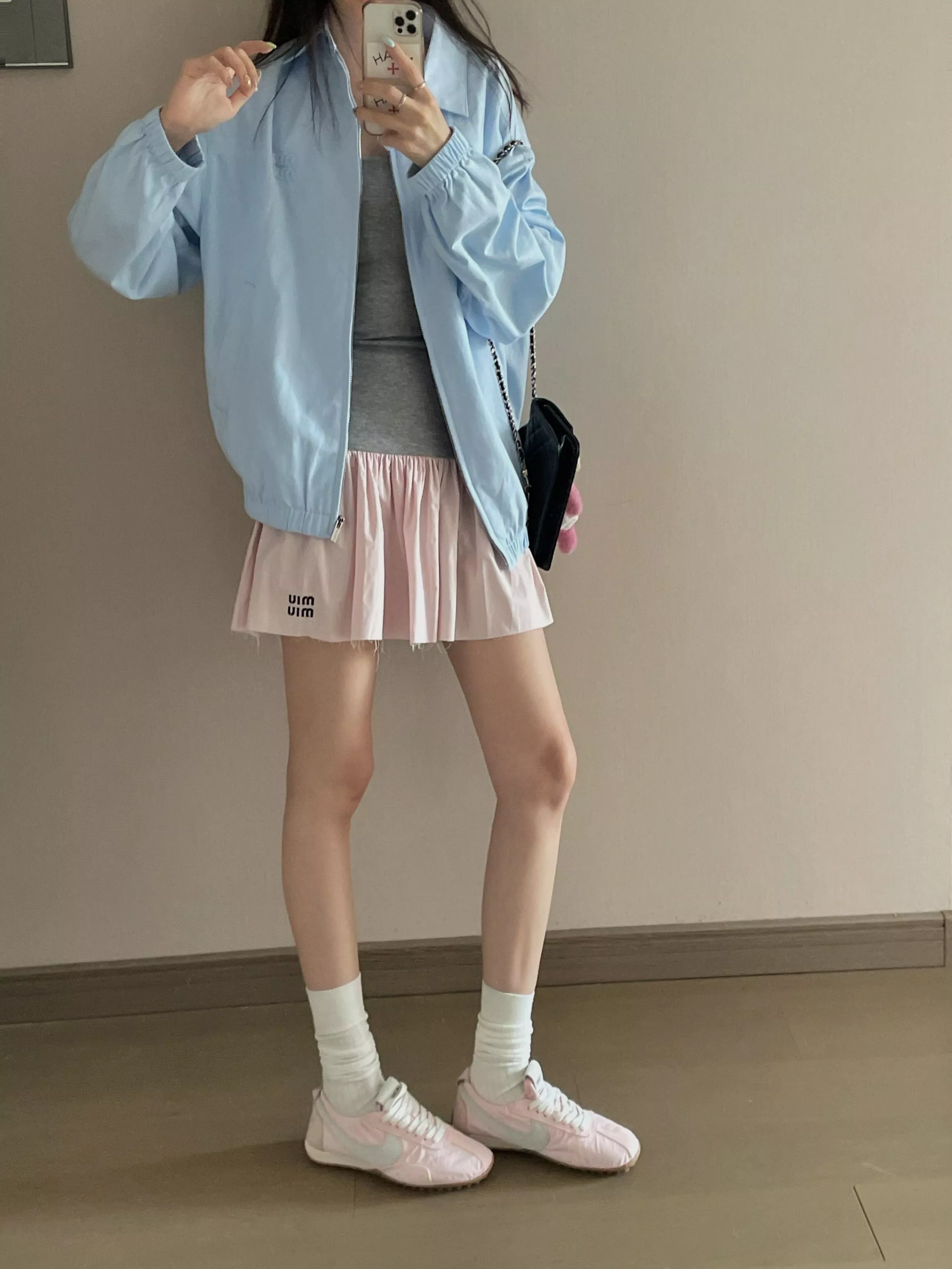 미우미우 자수 로고 코튼 혼방 집업 재킷 상세 이미지 20