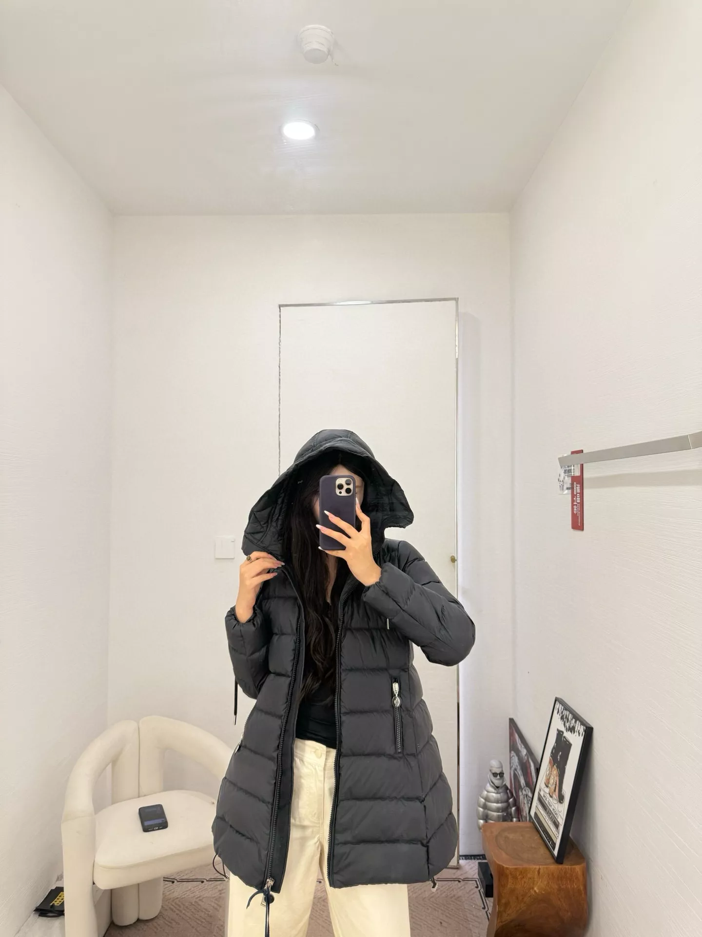 몽클레어 에이라인 후드 벨트 미들 패딩 상세 이미지 57