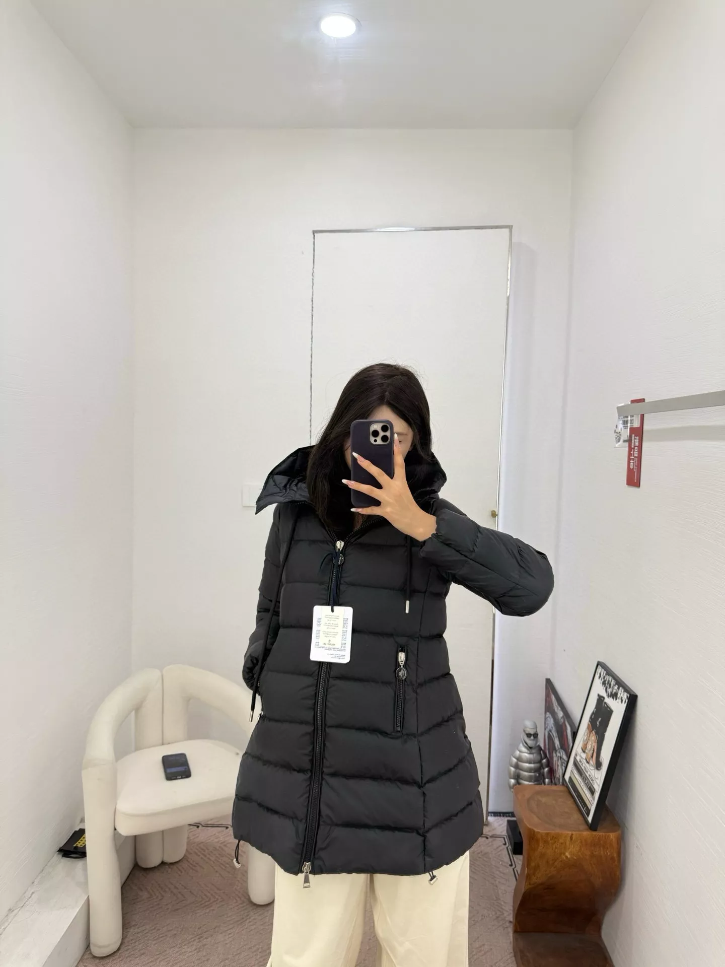몽클레어 에이라인 후드 벨트 미들 패딩 상세 이미지 62