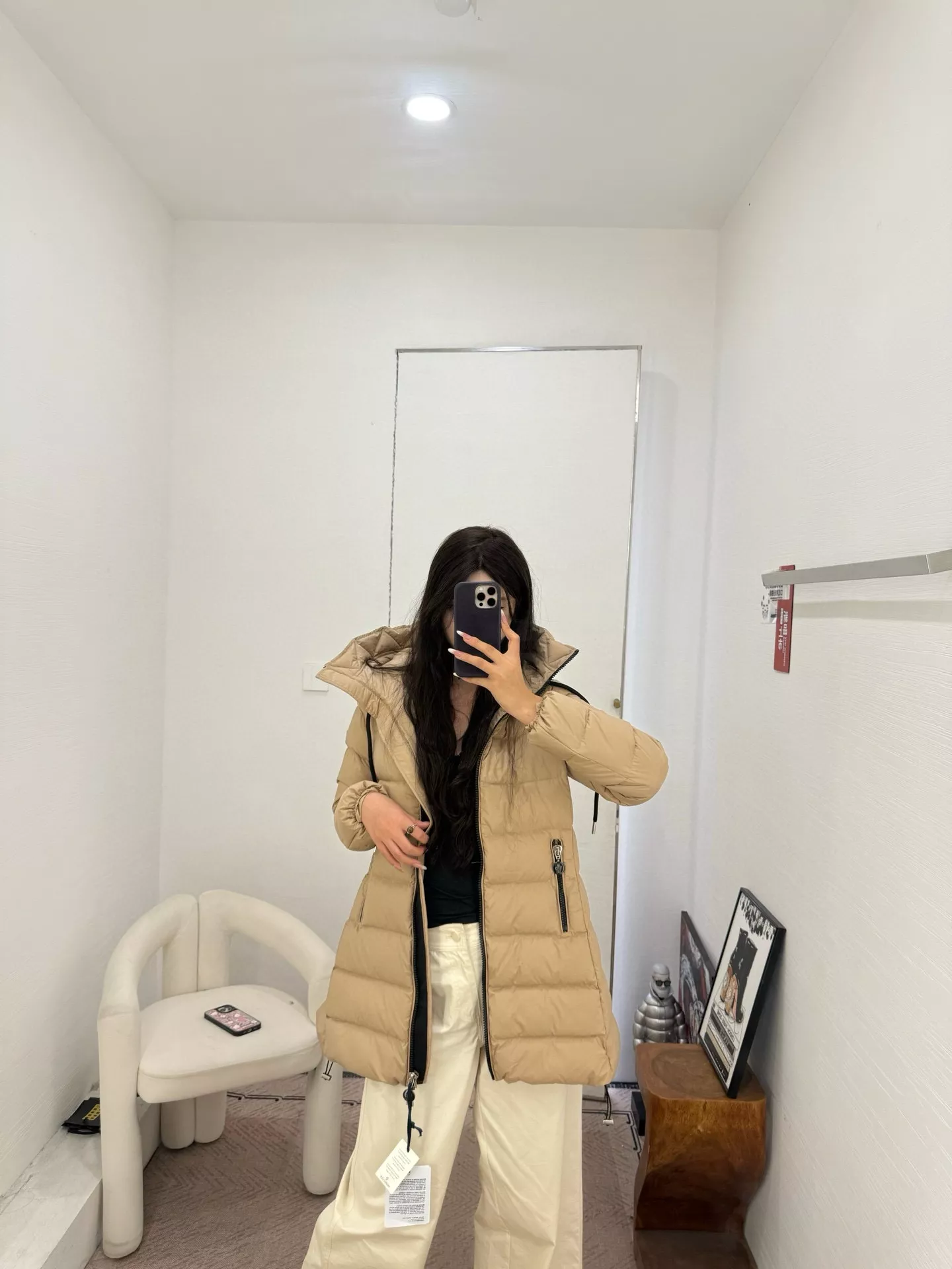 몽클레어 에이라인 후드 벨트 미들 패딩 상세 이미지 45