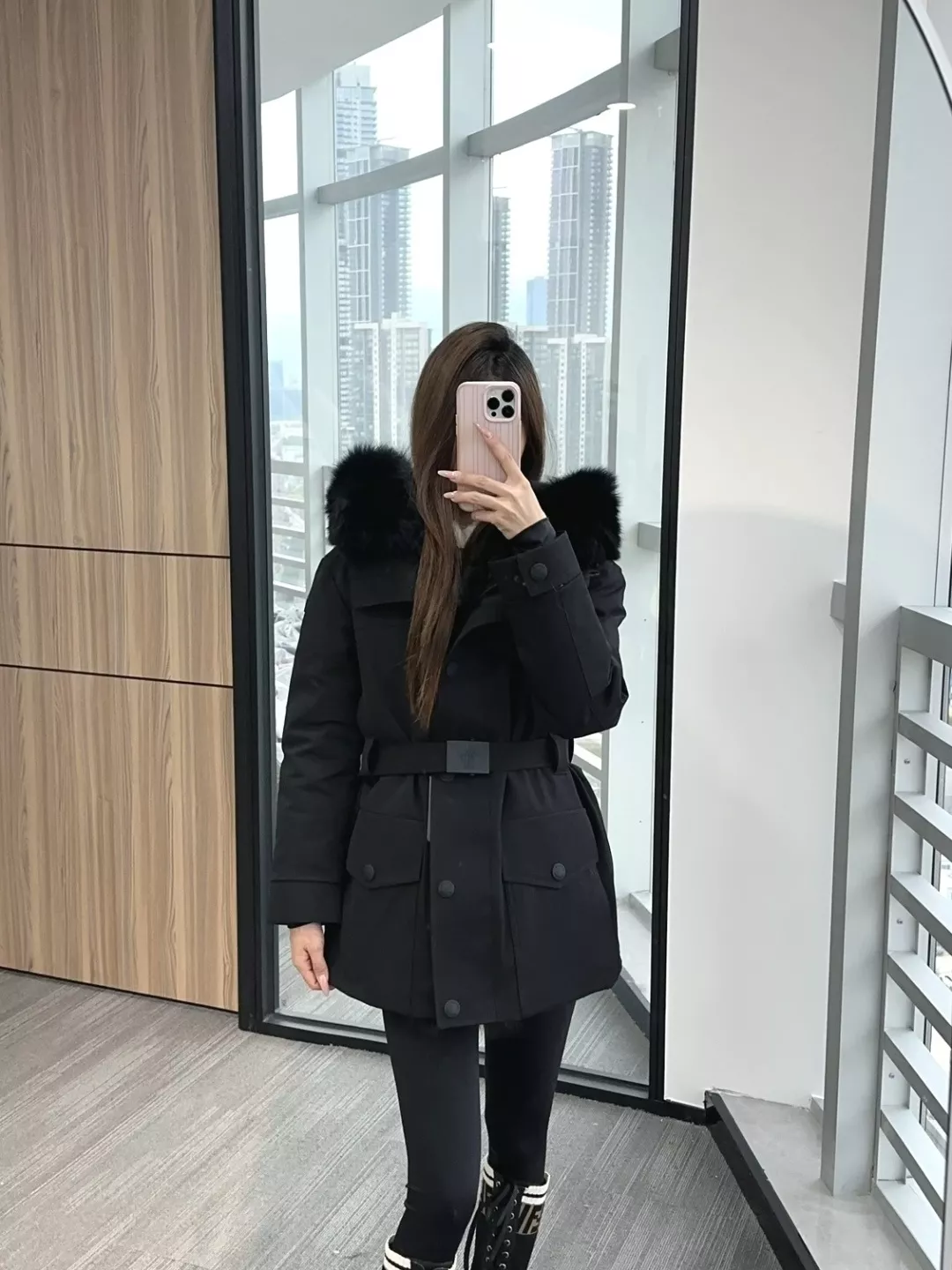 몽클레어 폭스퍼 후드 방수 미들 패딩 상세 이미지 47