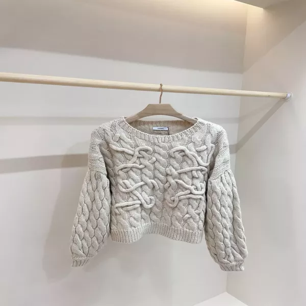 로에베 입체 로고 케이블 울혼방 니트