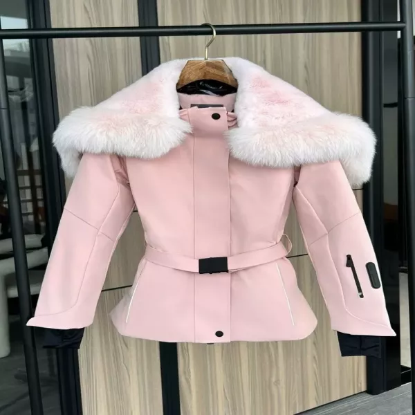 몽클레어 폭스퍼 후드 벨트 미들 패딩
