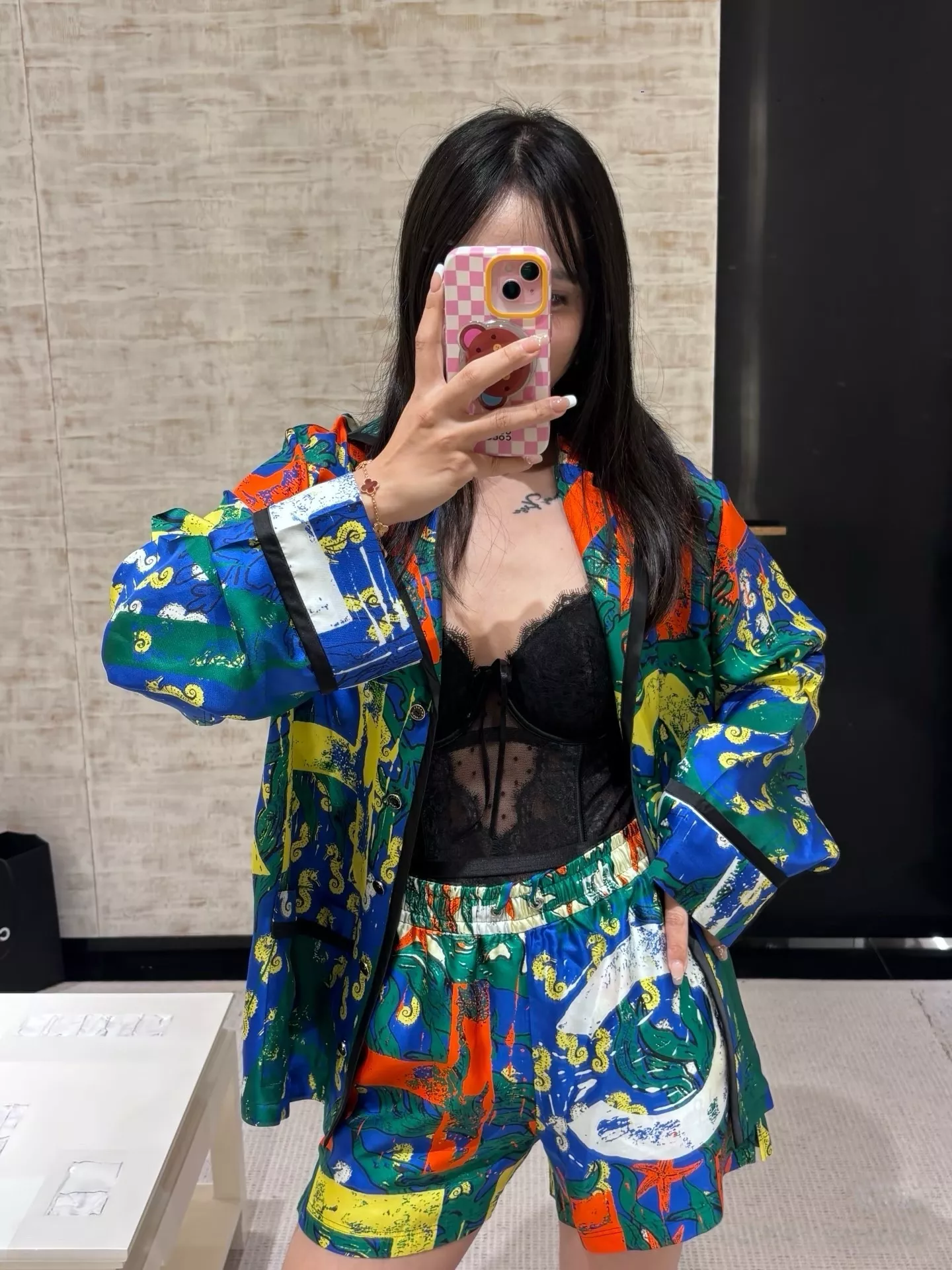 샤넬 레터 프린트 삼방 원단 잠옷 세트 상세 이미지 62