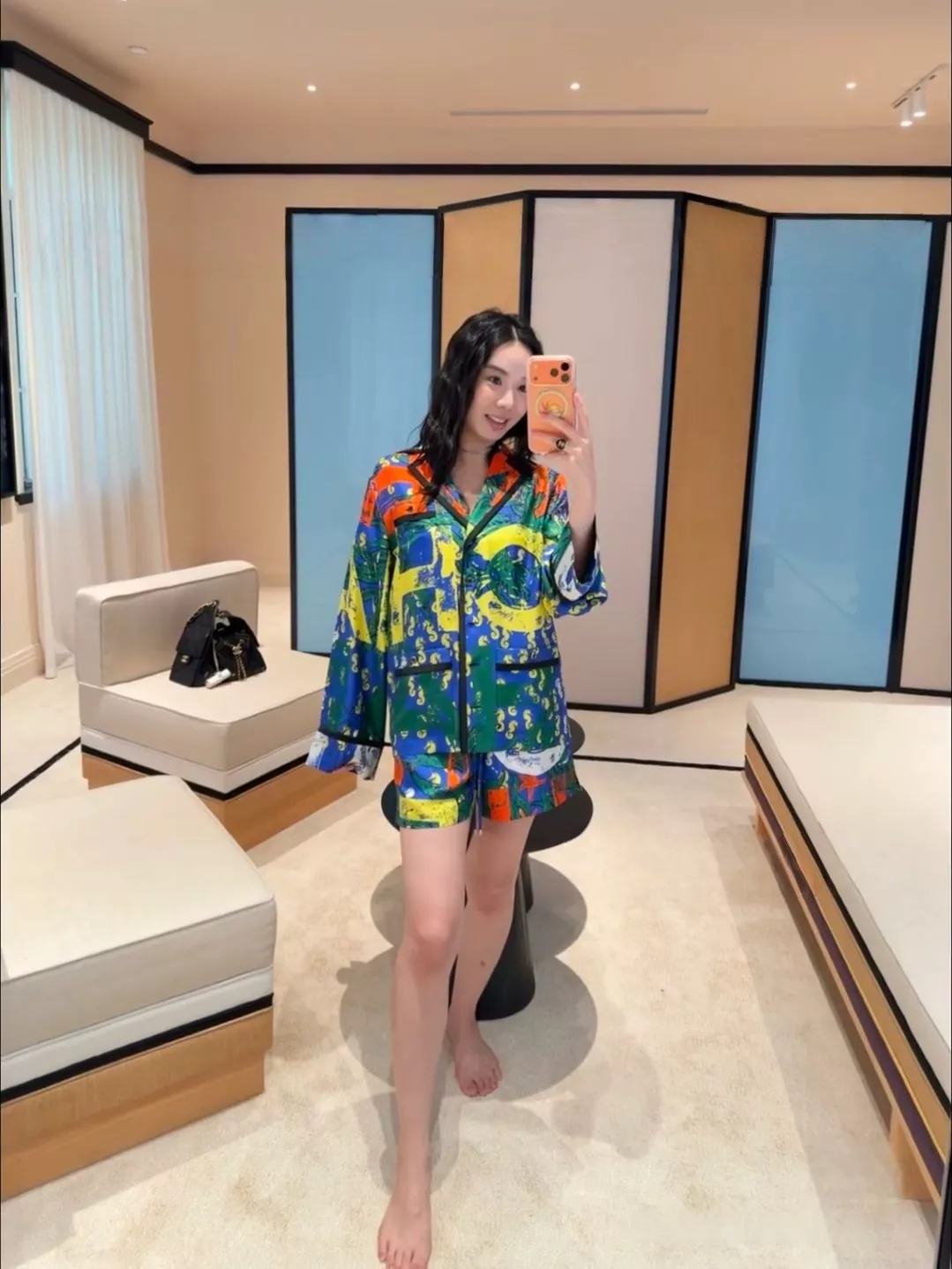 샤넬 레터 프린트 삼방 원단 잠옷 세트 상세 이미지 61