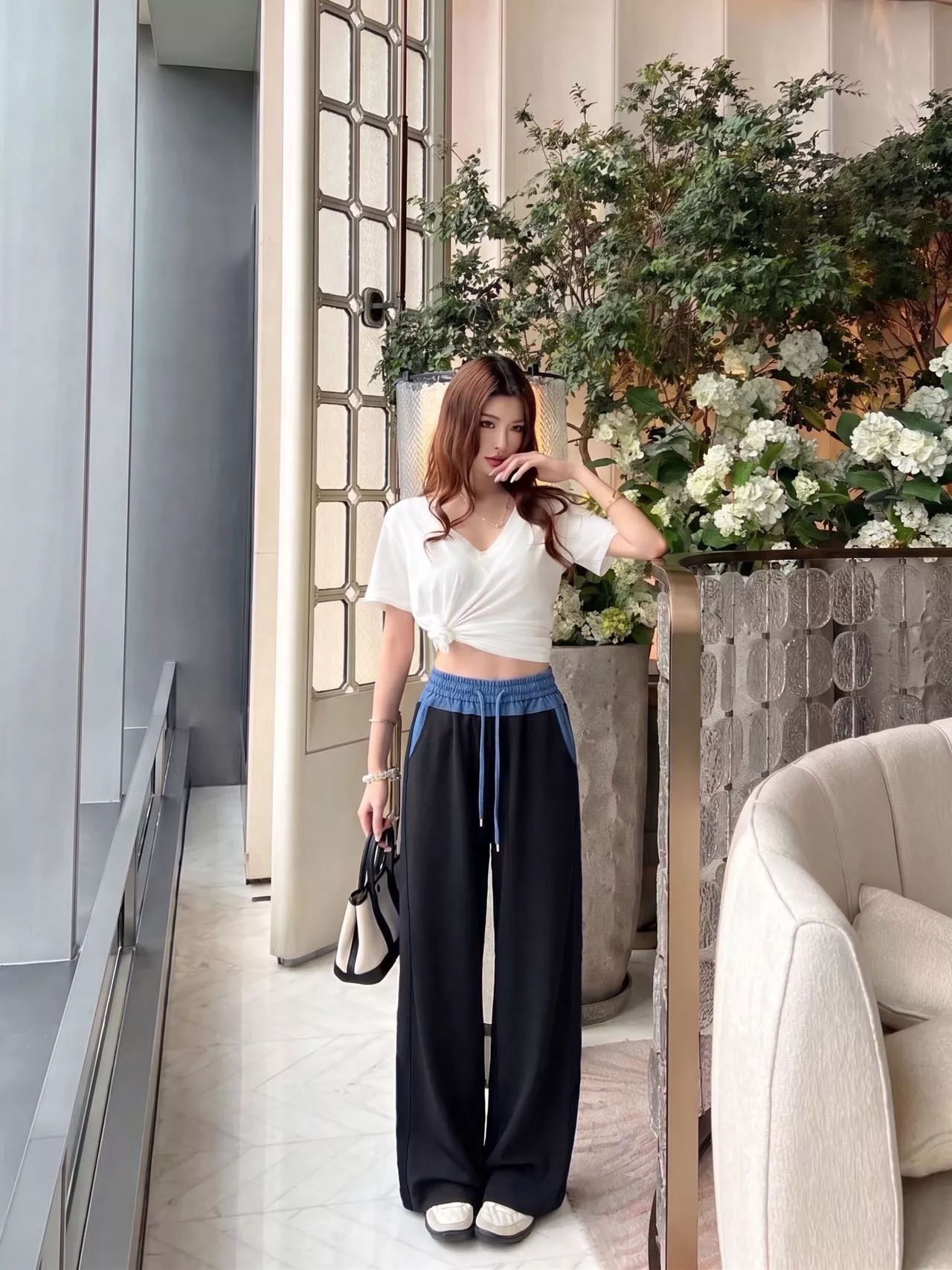 셀린느 배색 허리밴드 코튼혼방 와이드 팬츠 상세 이미지 28
