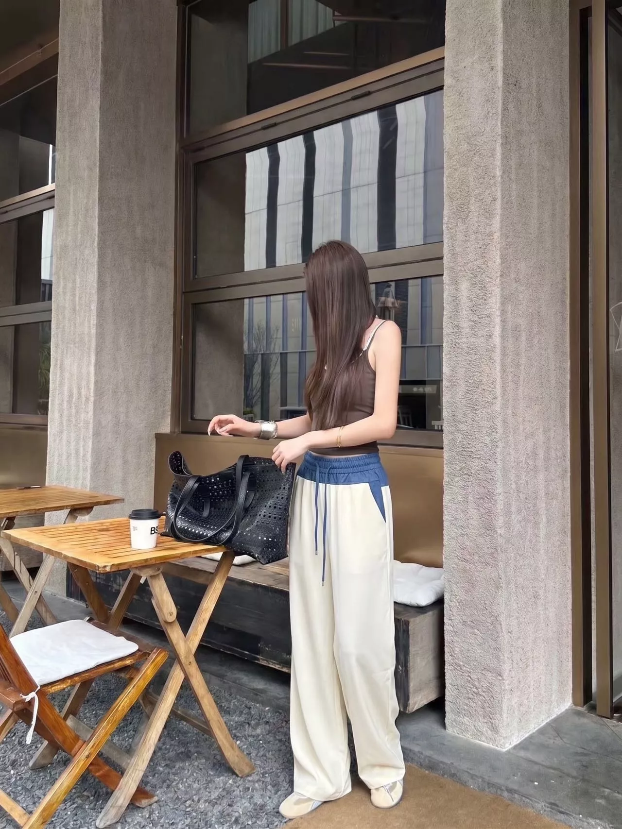 셀린느 배색 허리밴드 코튼혼방 와이드 팬츠 상세 이미지 14