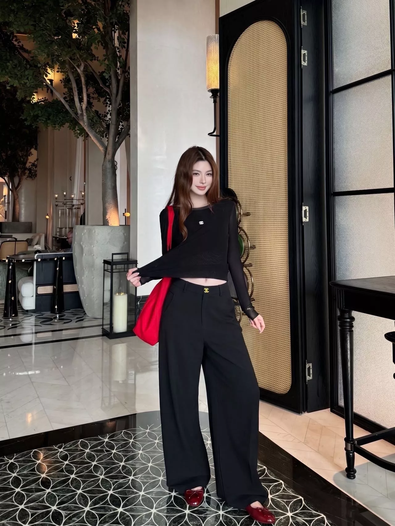 샤넬 골드 버튼 하이웨이스트 와이드 팬츠 상세 이미지 22