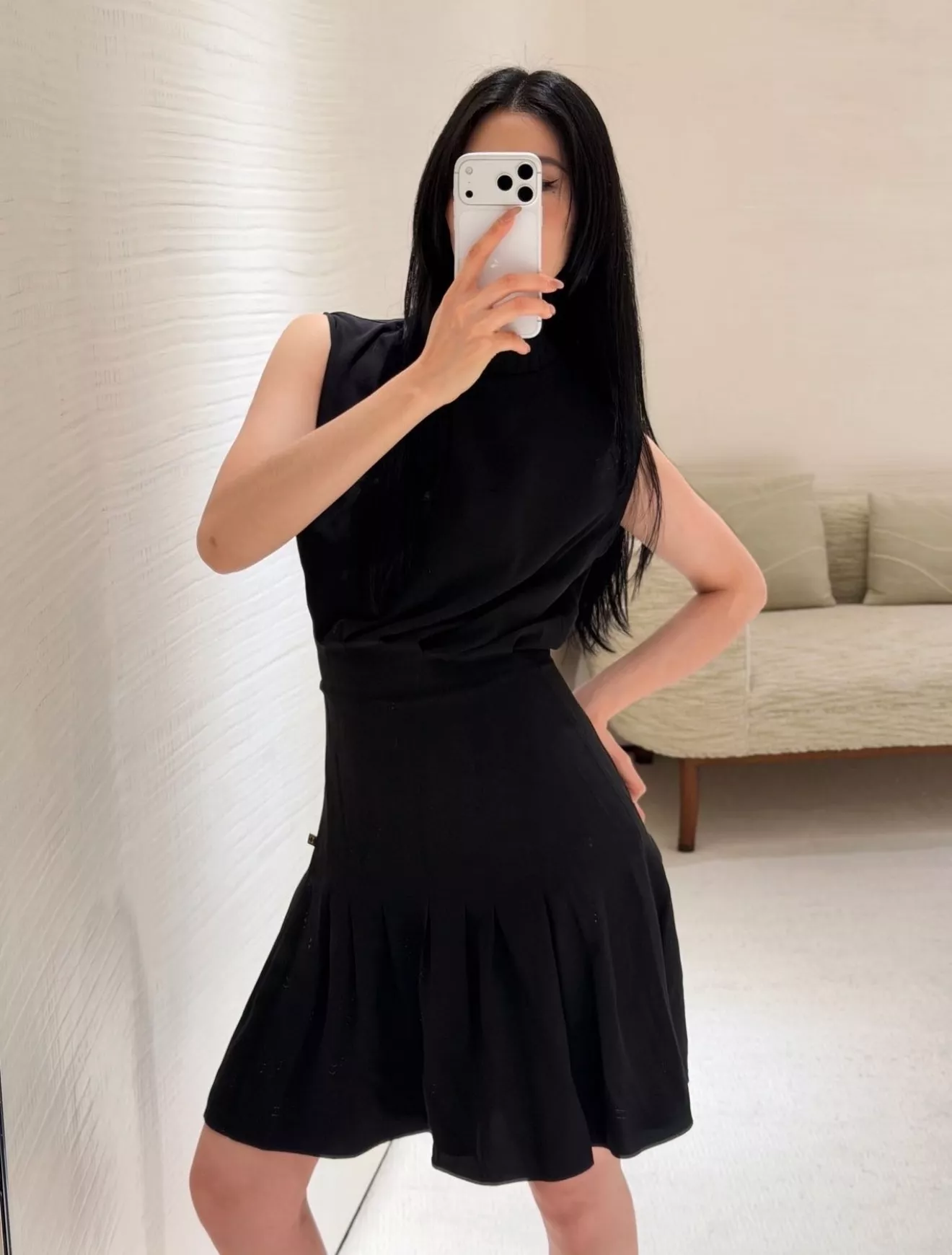 로에베 프릴 하이넥 셔링 머메이드 원피스 상세 이미지 16