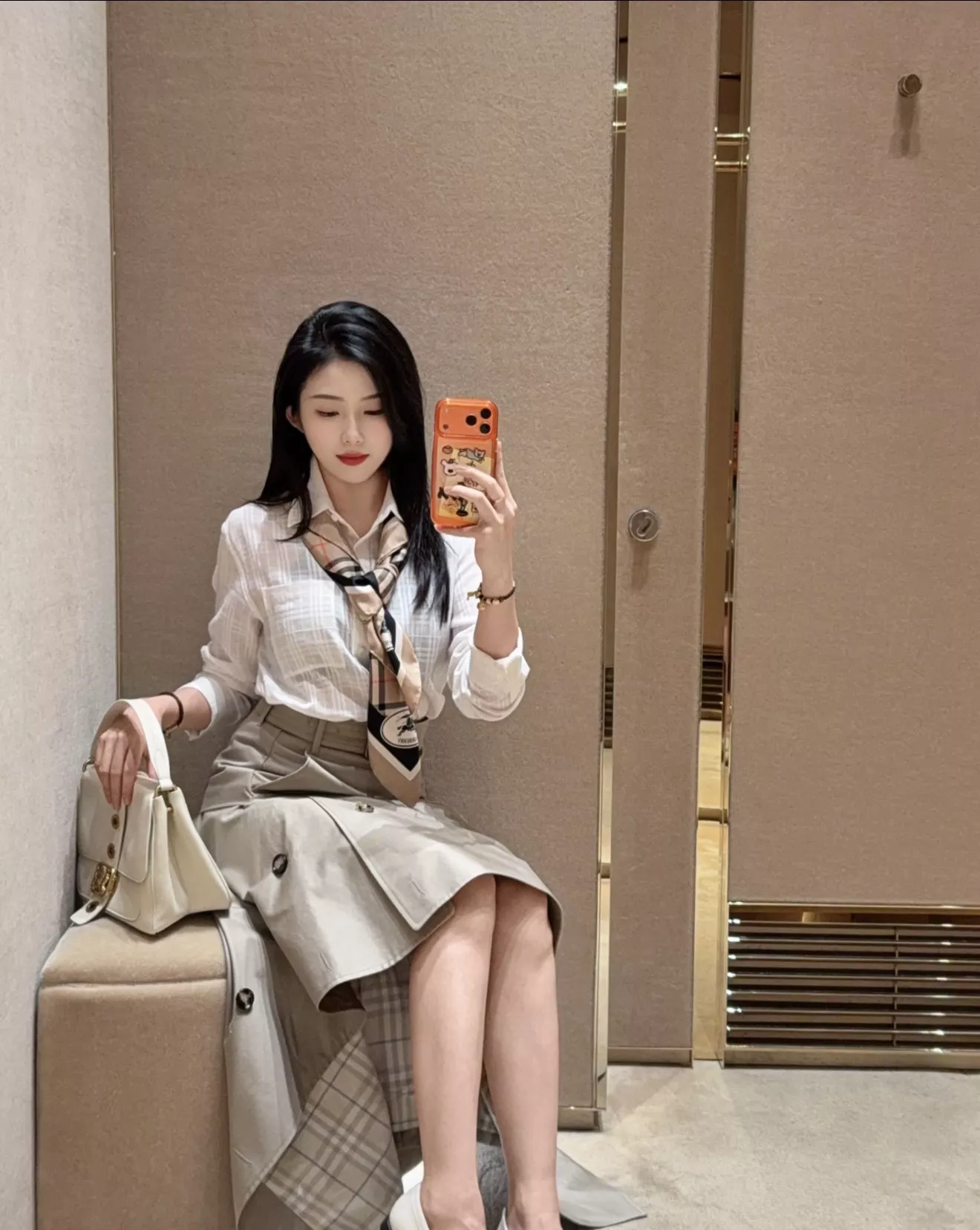 버버리 불규칙 컷팅 코튼 A라인 롱스커트 상세 이미지 44