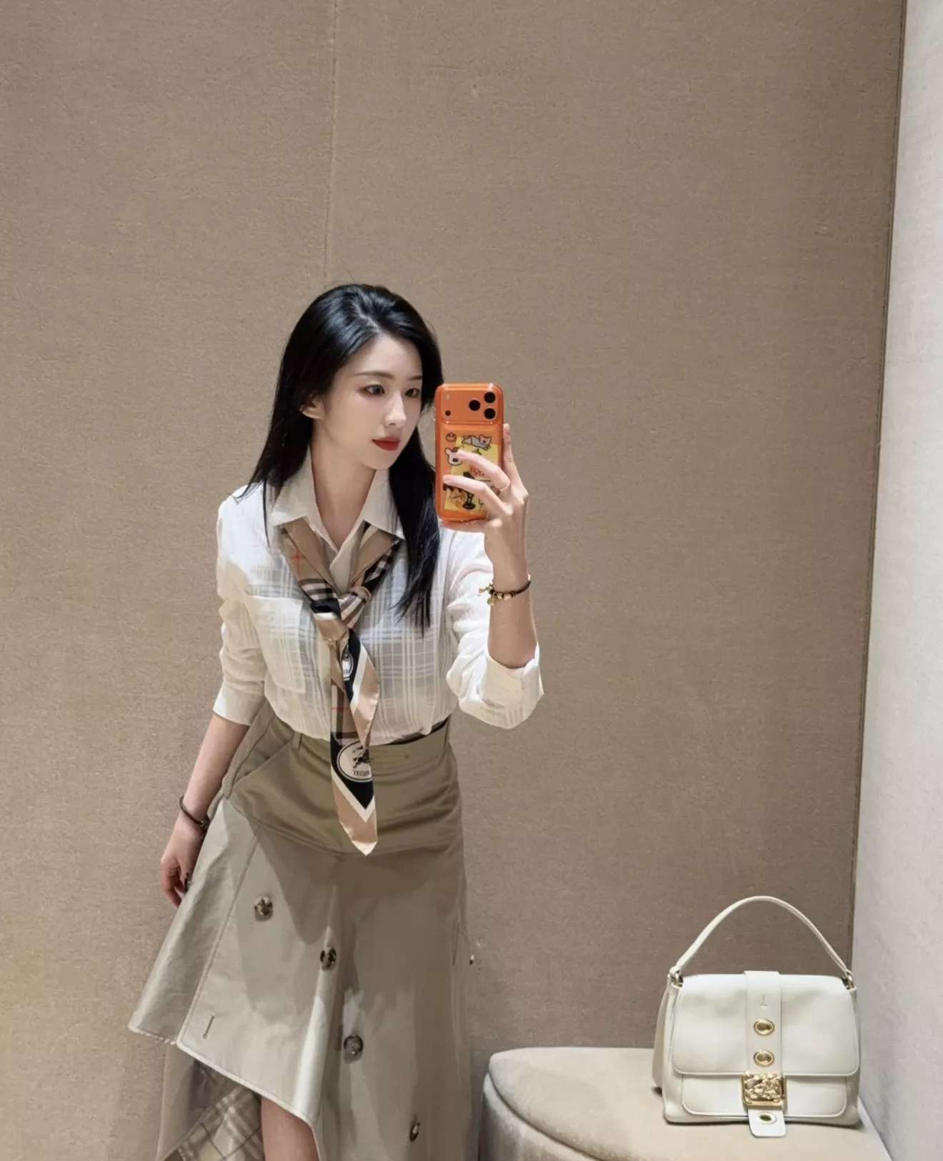 버버리 불규칙 컷팅 코튼 A라인 롱스커트 상세 이미지 41