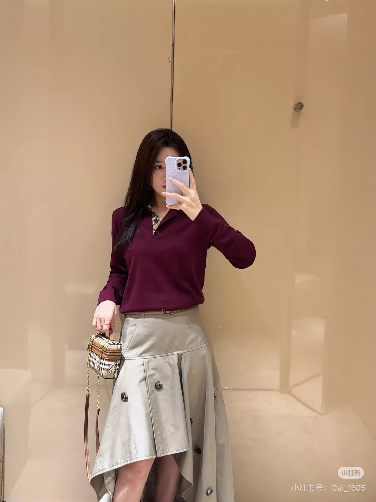버버리 불규칙 컷팅 코튼 A라인 롱스커트 상세 이미지 67