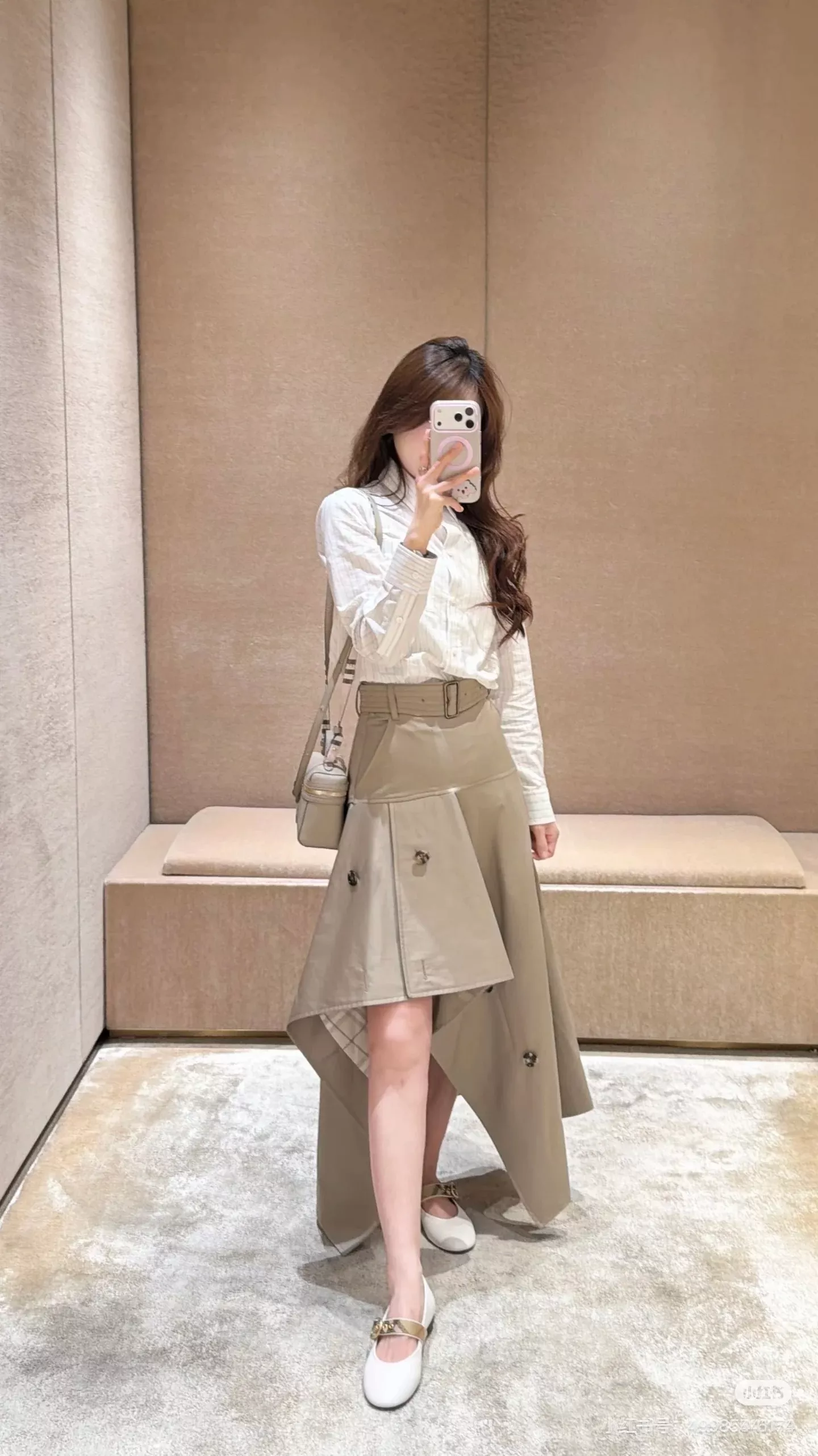 버버리 불규칙 컷팅 코튼 A라인 롱스커트 상세 이미지 20