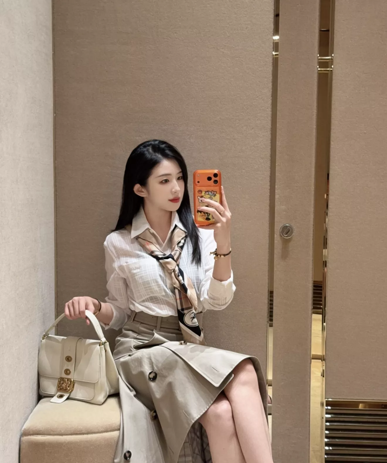 버버리 불규칙 컷팅 코튼 A라인 롱스커트 상세 이미지 53