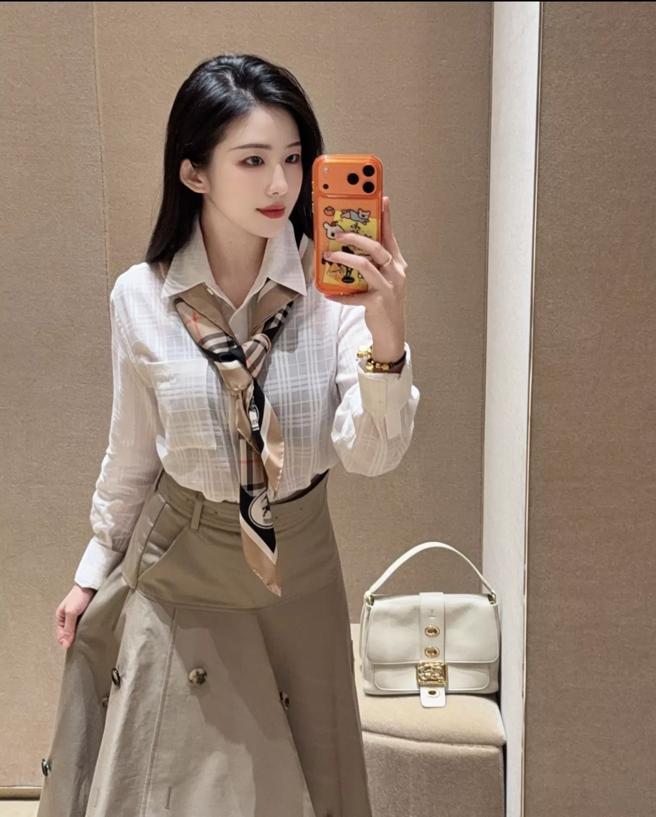 버버리 불규칙 컷팅 코튼 A라인 롱스커트 상세 이미지 43