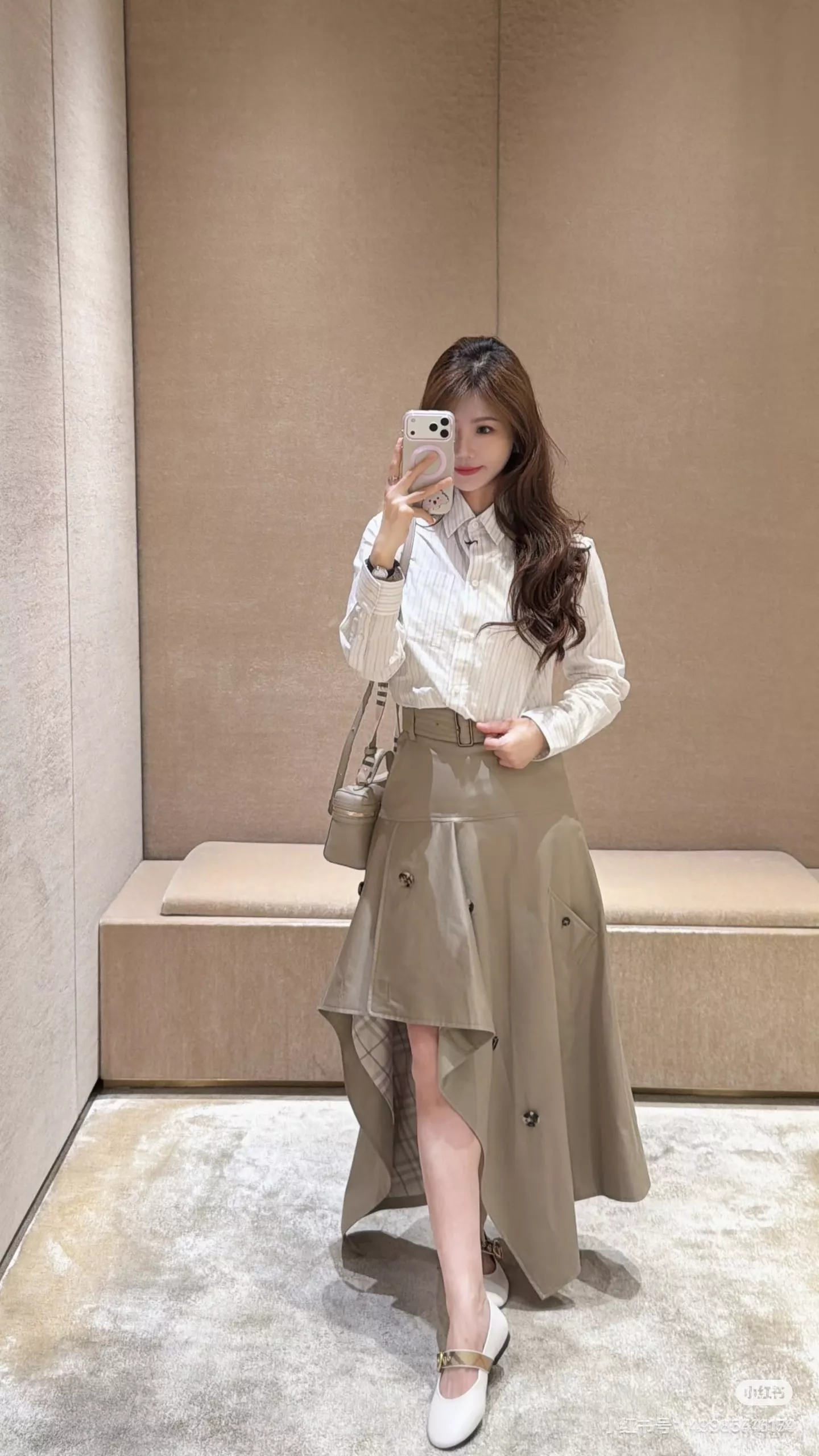 버버리 불규칙 컷팅 코튼 A라인 롱스커트 상세 이미지 18