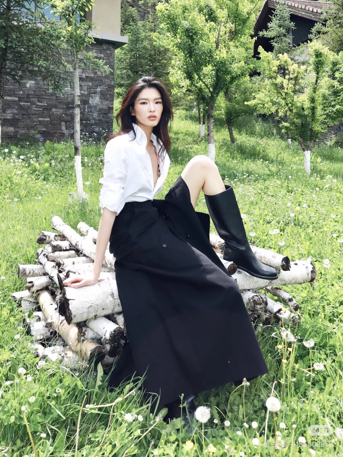 버버리 불규칙 하이웨이스트 벨트 롱 스커트 상세 이미지 44