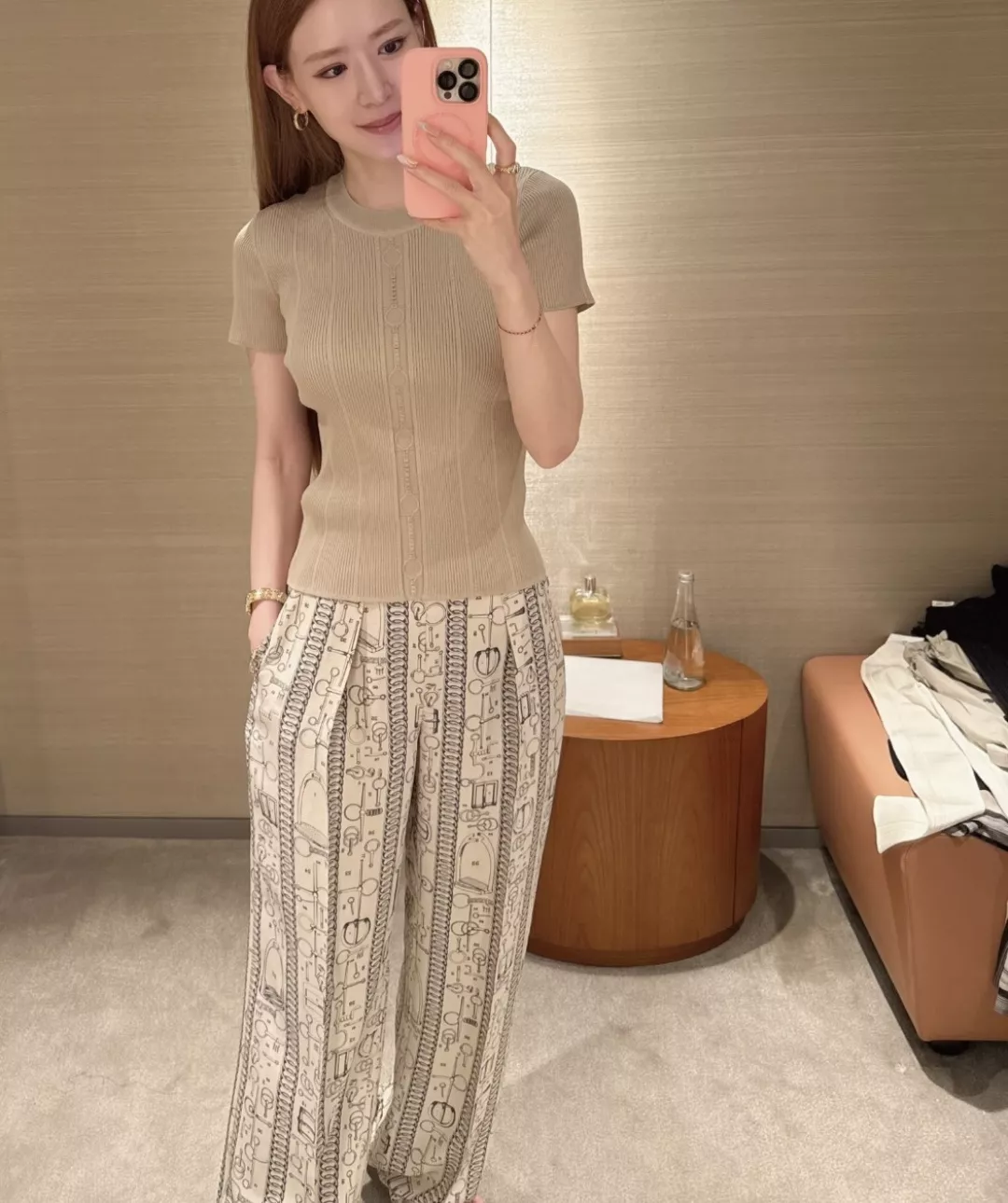 에르메스 실크 프린트 와이드 롱 팬츠 상세 이미지 21