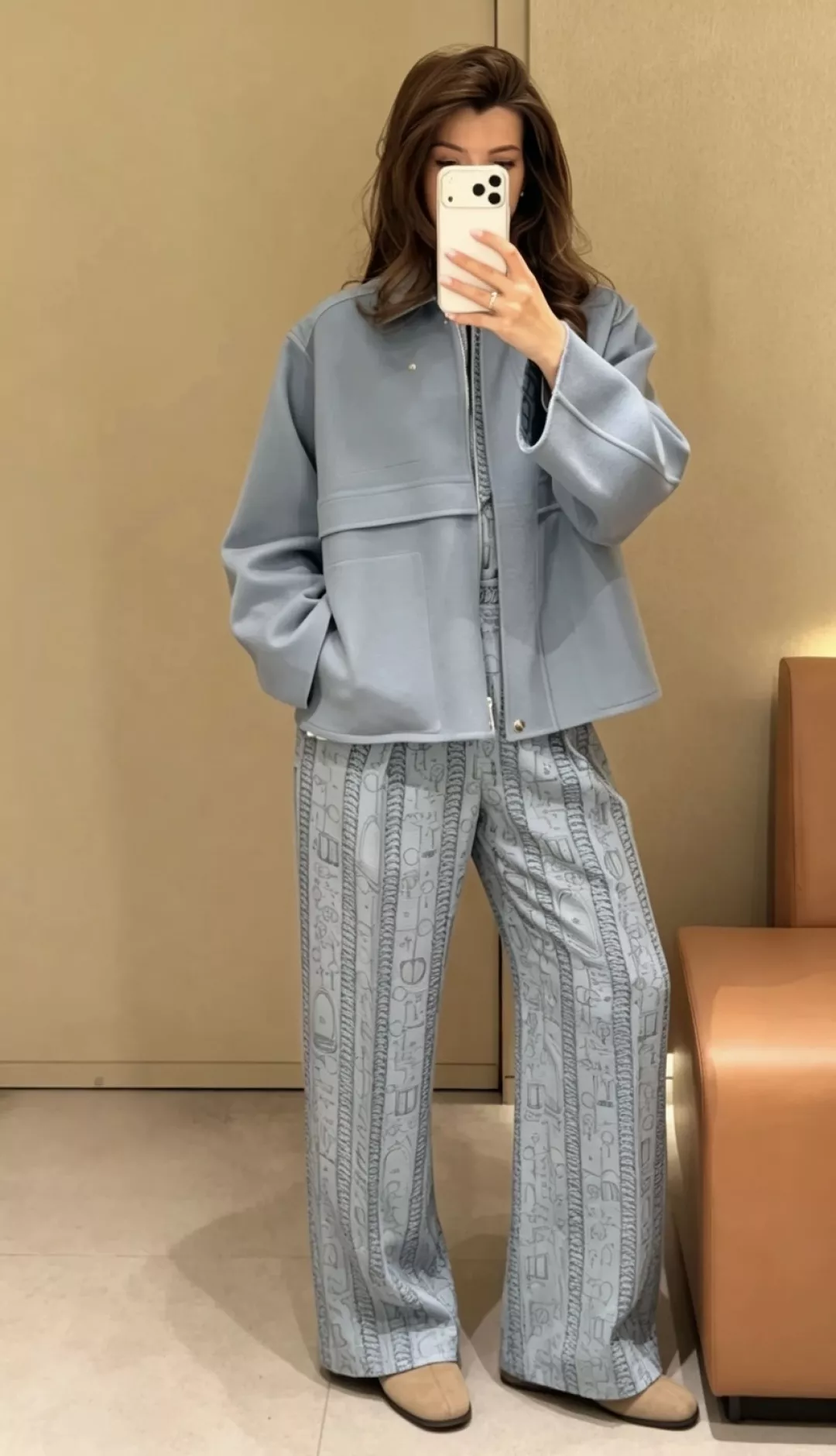 에르메스 실크 프린트 와이드 롱 팬츠 상세 이미지 29