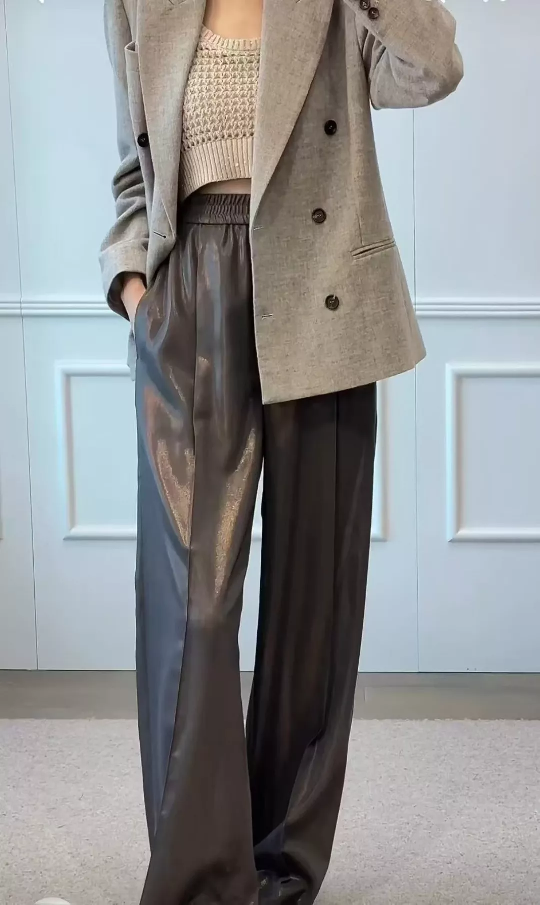 브루넬로쿠치넬리 메탈릭 빈티지 와이드 슬랙스 상세 이미지 21