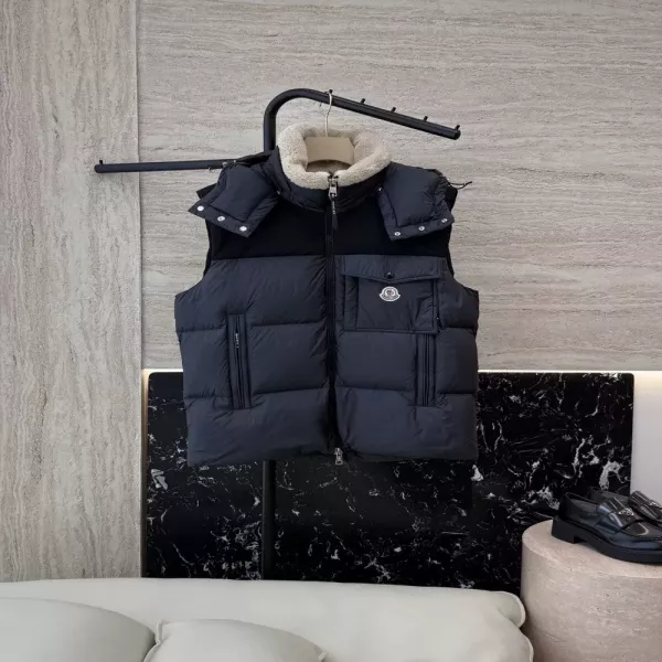 몽클레어 양모 플리스 배색 구스다운 패딩 조끼