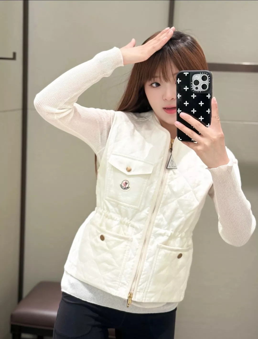 몽클레어 다이아 퀼팅 리넨 코튼 패딩 조끼 상세 이미지 20