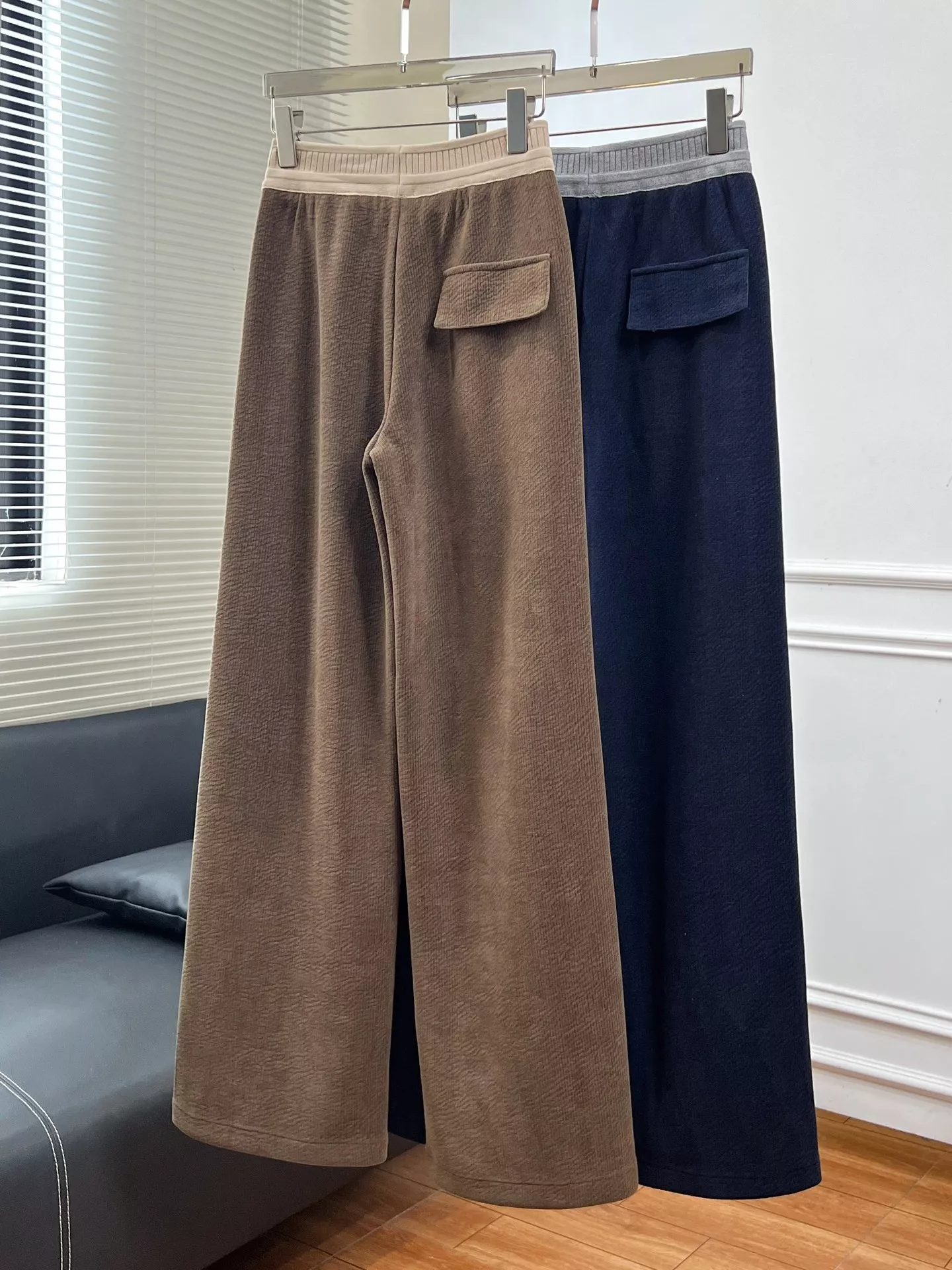 미우미우 배색 허리 코듀로이 와이드 팬츠 상세 이미지 9