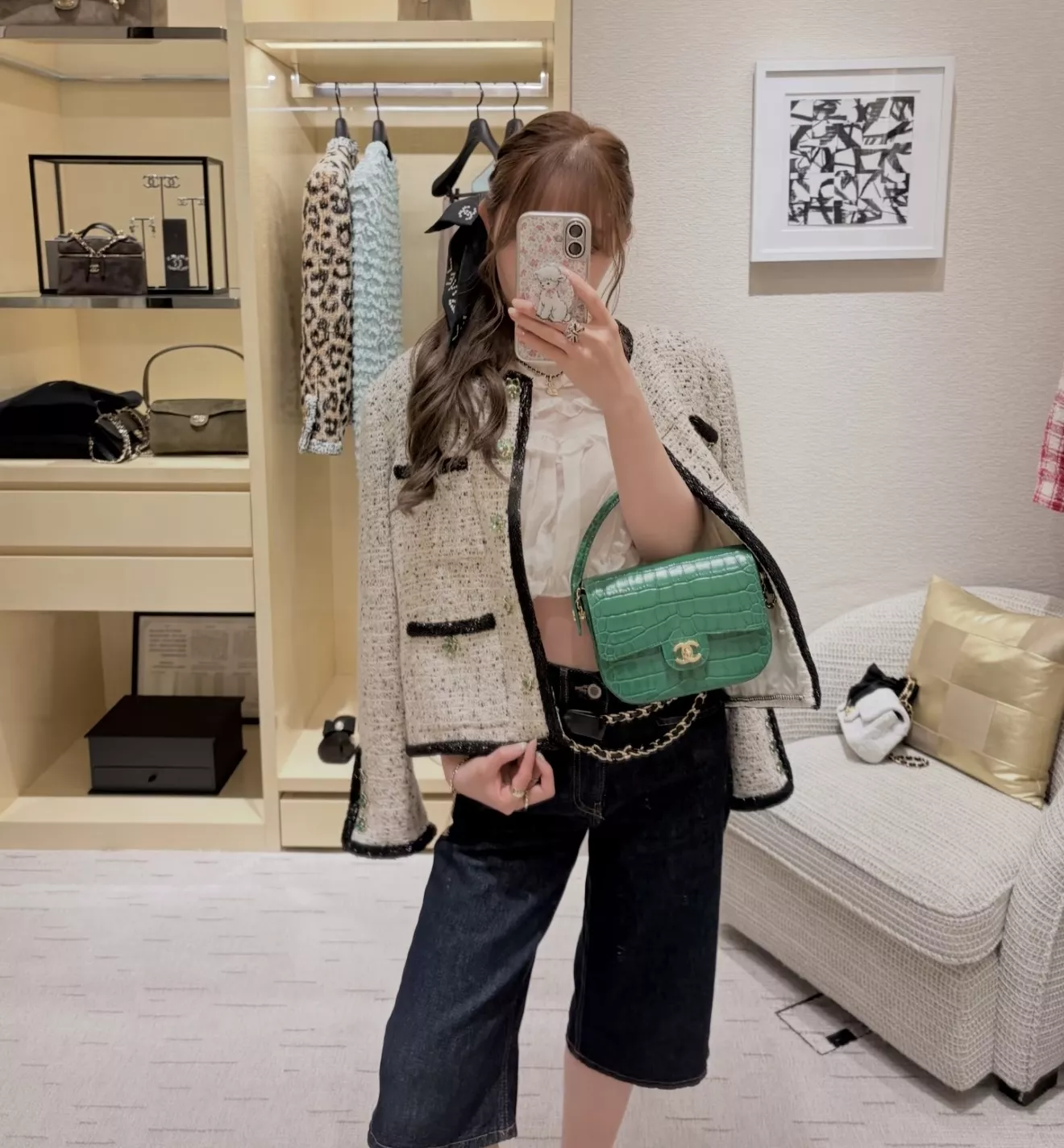 샤넬 플라워 버튼 배색 트위드 재킷 상세 이미지 15