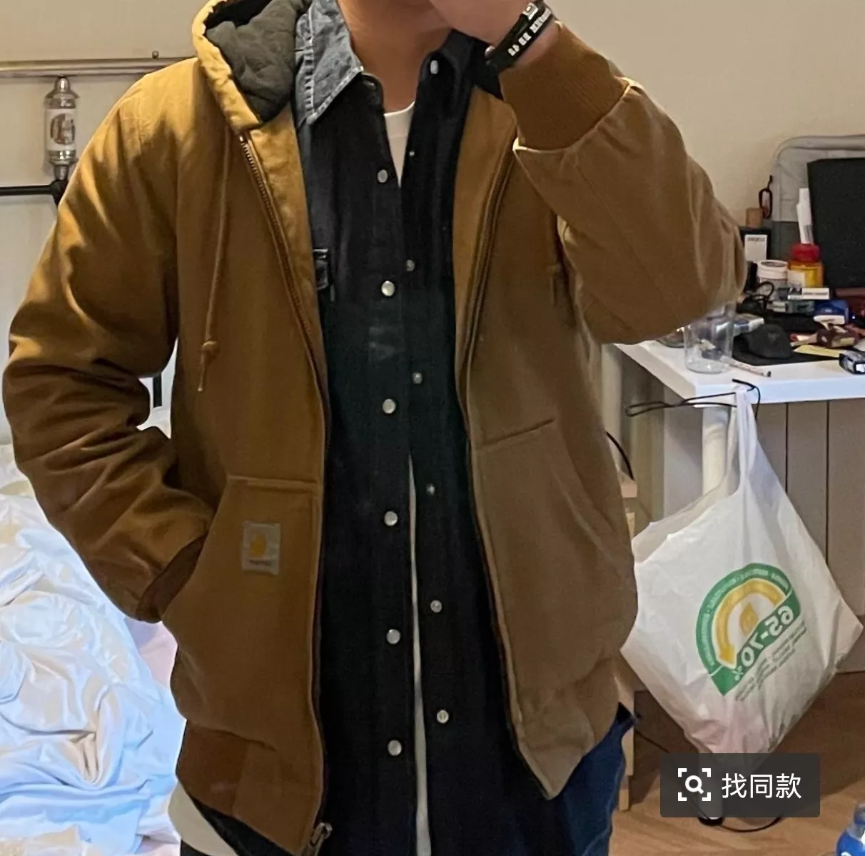 칼하트 워싱 캔버스 양털 후드 재킷 상세 이미지 27