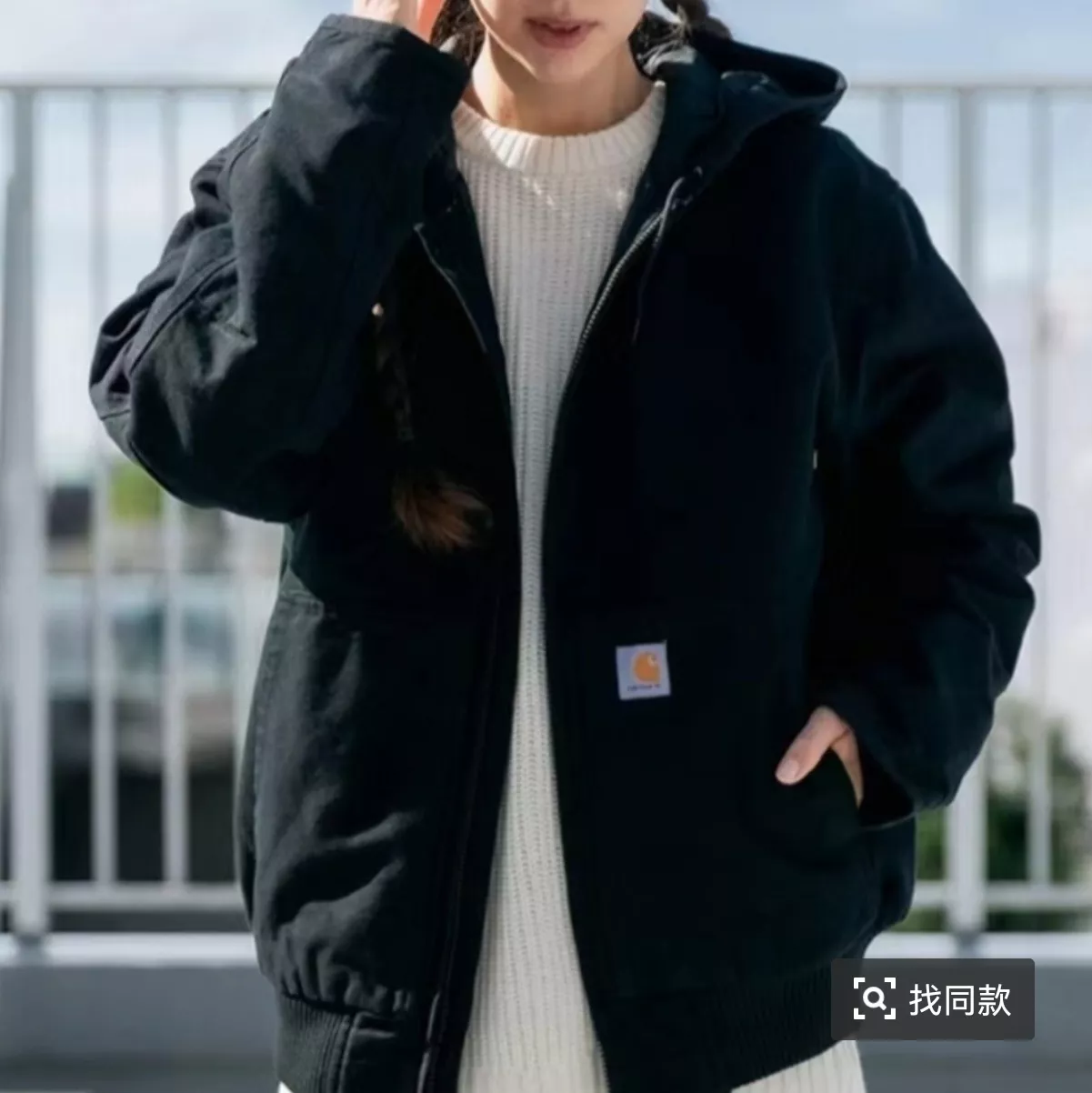 칼하트 워싱 캔버스 양털 후드 재킷 상세 이미지 30