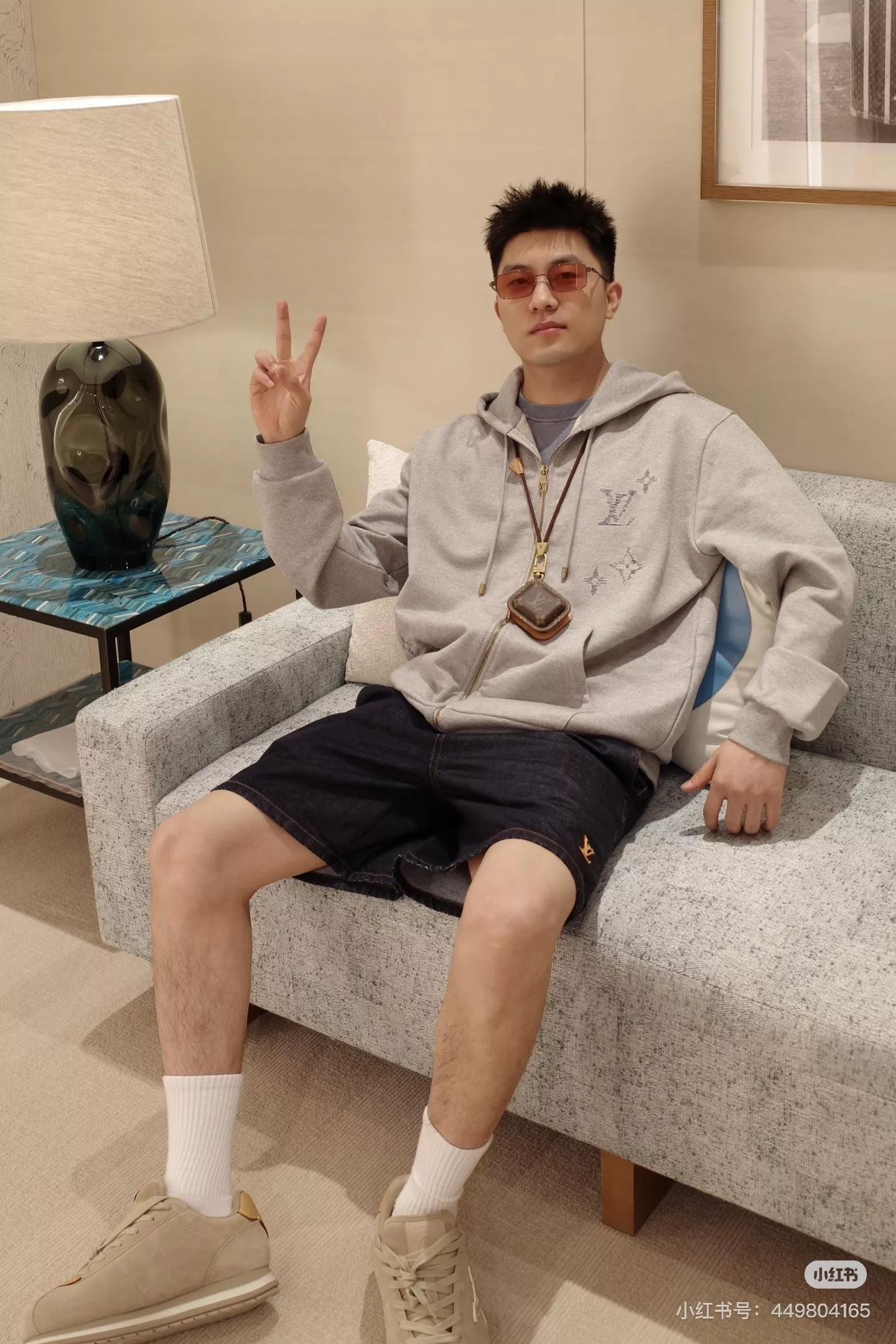 루이비통 자수 디테일 코튼 집업 후드 재킷 상세 이미지 12