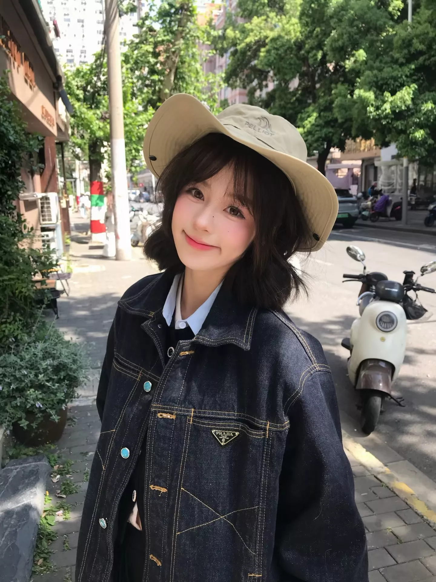 프라다 원색 데님 콘트라스트 버튼 재킷 상세 이미지 13