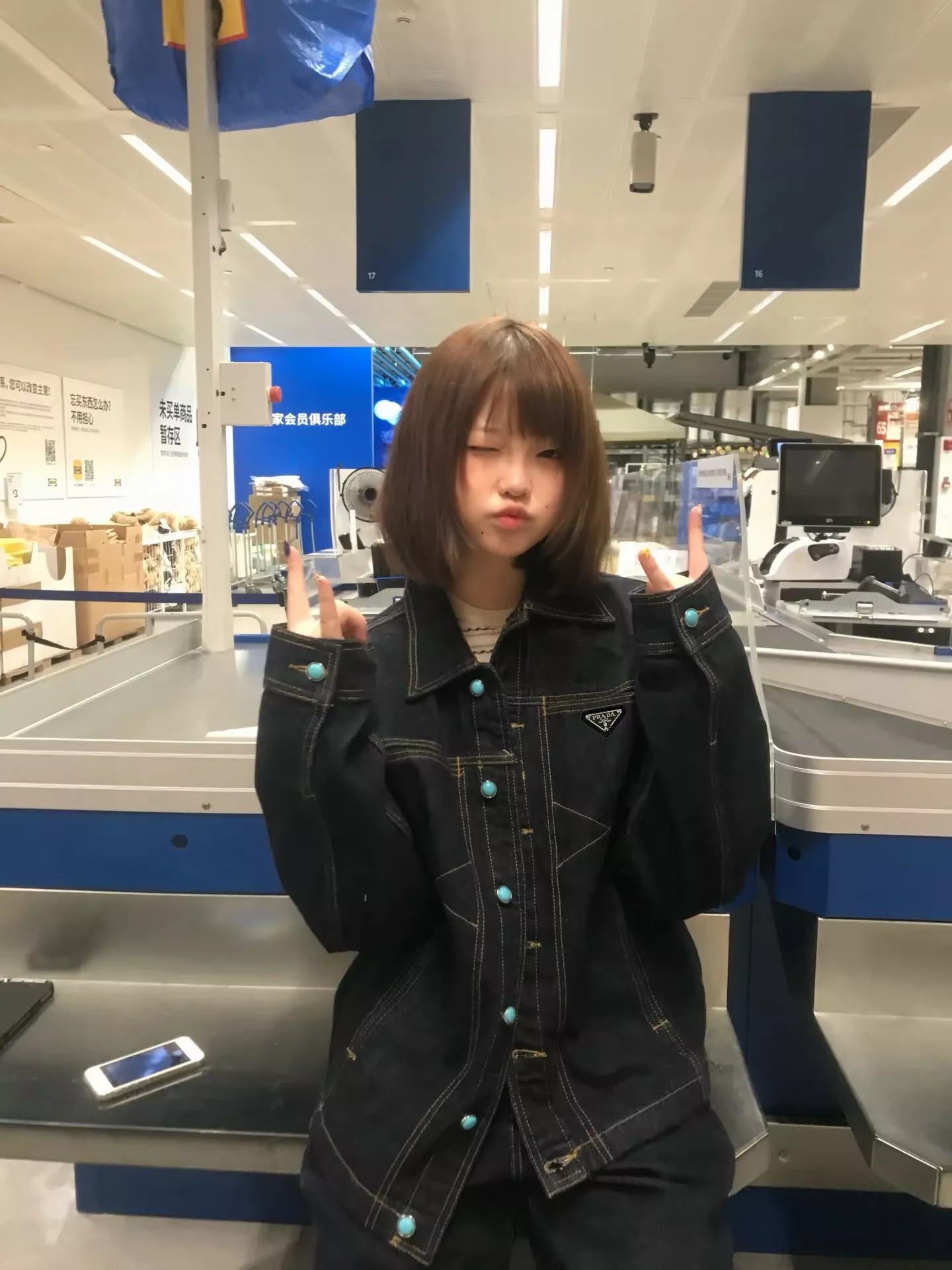 프라다 원색 데님 콘트라스트 버튼 재킷 상세 이미지 21