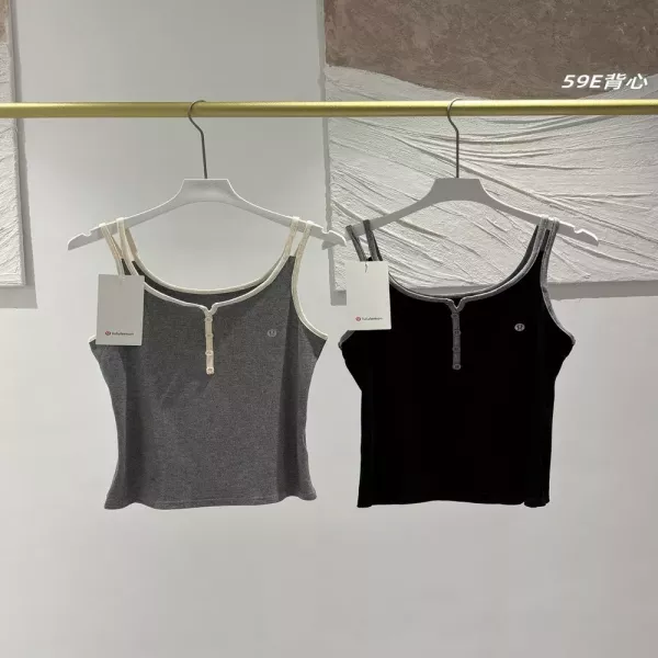 룰루레몬 더블 스트랩 버튼 골지 탱크탑