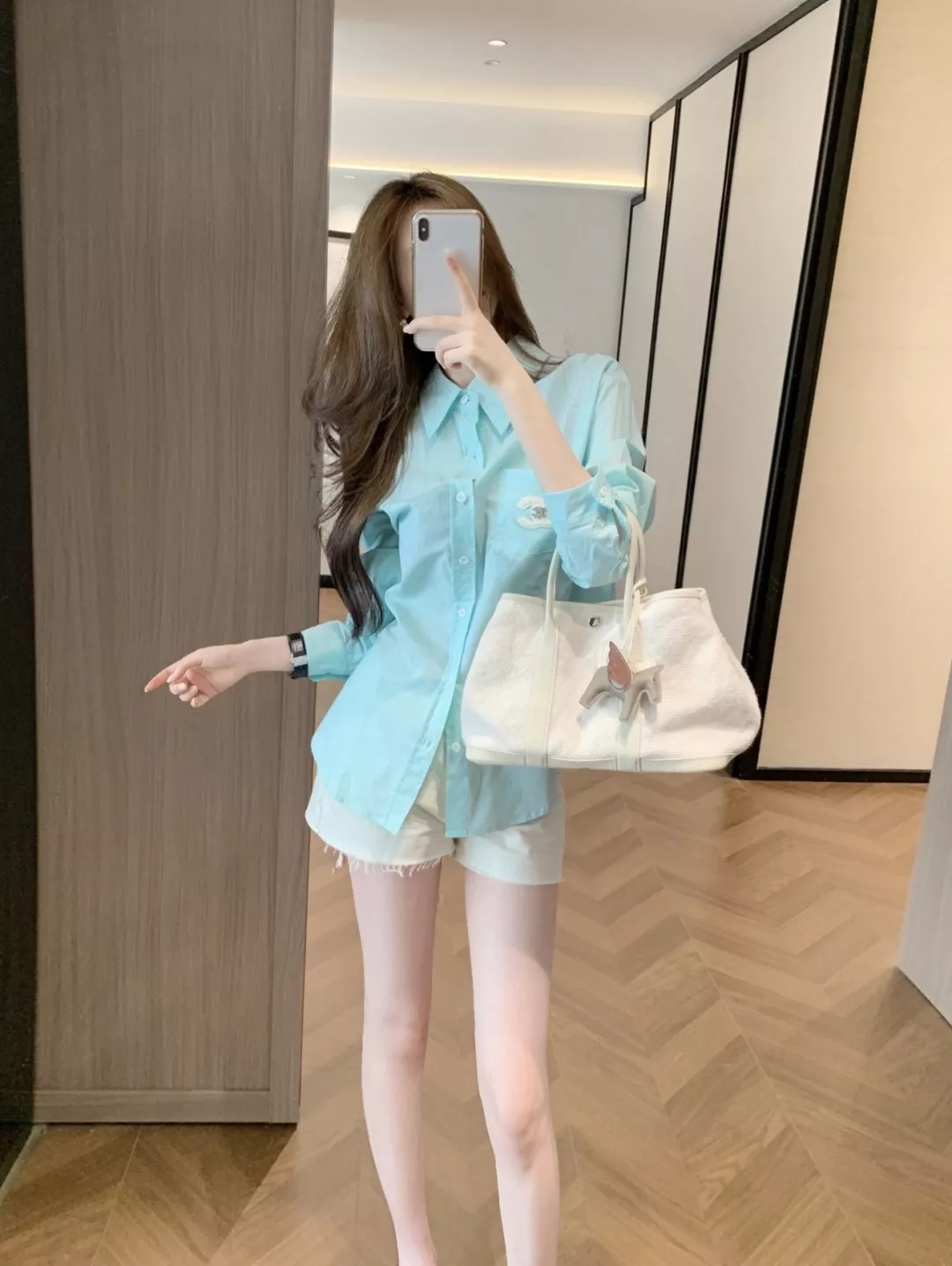 샤넬 코튼 린넨 자수 포켓 여성용 긴소매 셔츠 상세 이미지 49