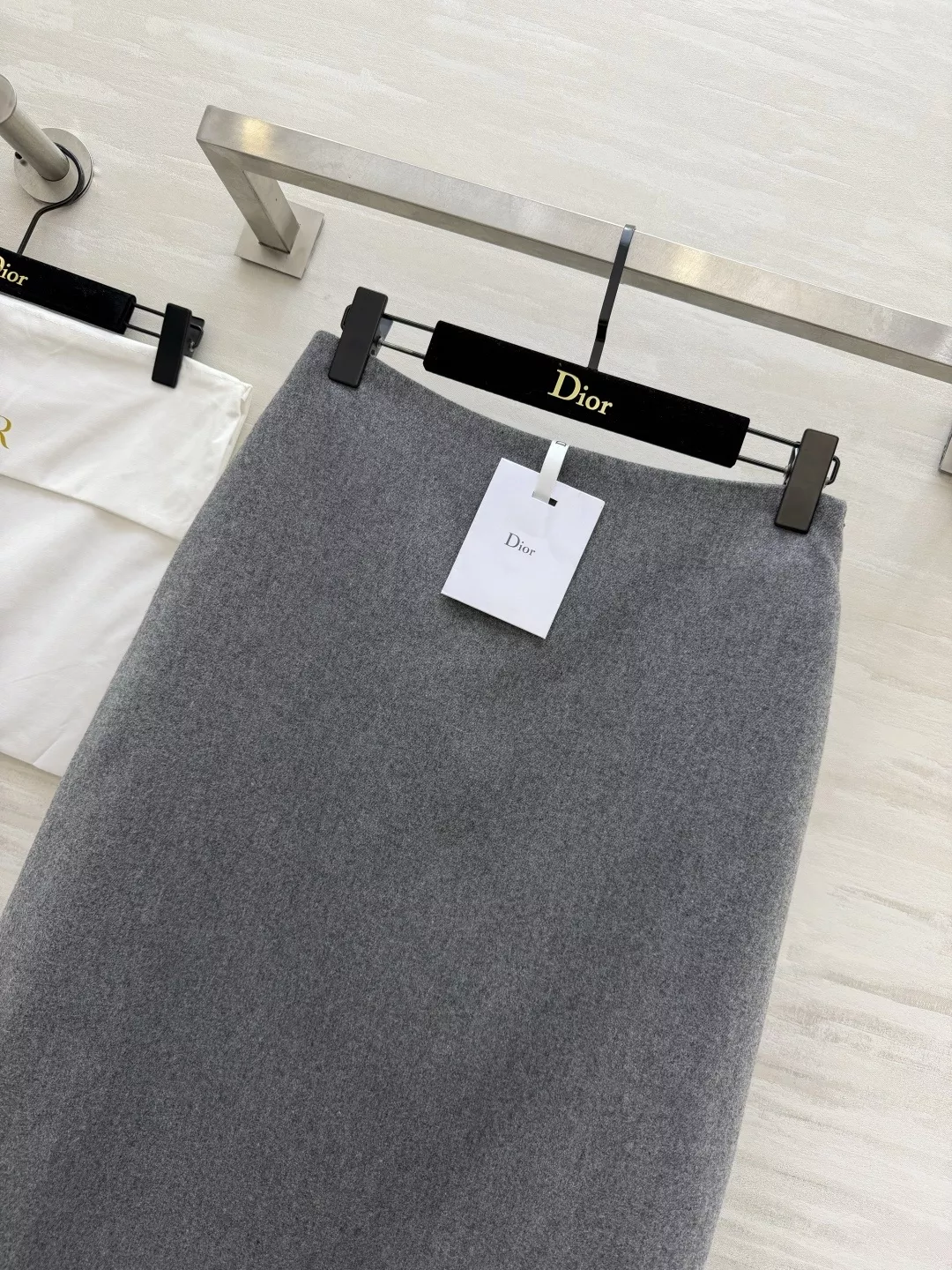 디올 레이스 밑단 울 혼방 여성용 미들 스커트 상세 이미지 2