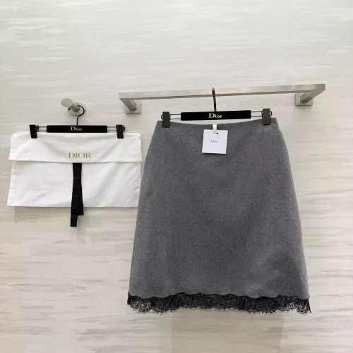 디올 레이스 밑단 울 혼방 여성용 미들 스커트
