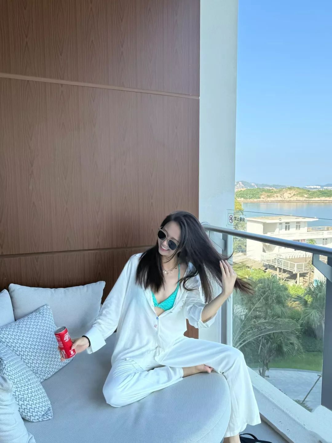 샤넬 컬러 버튼 코튼 린넨 여성용 캐쥬얼 팬츠 상세 이미지 10
