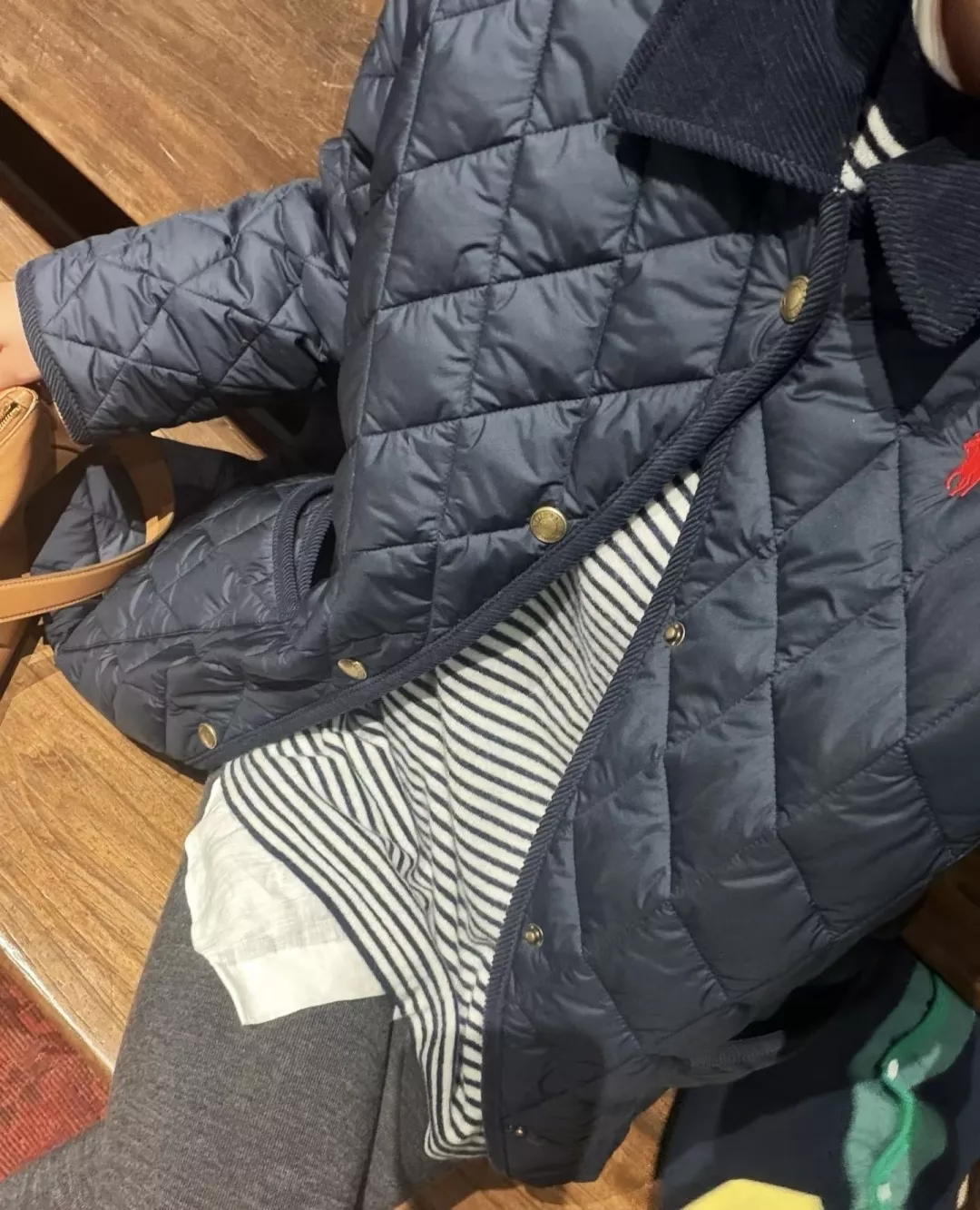 폴로 복고 퀼팅 코듀로이 여성용 미들 패딩 상세 이미지 34