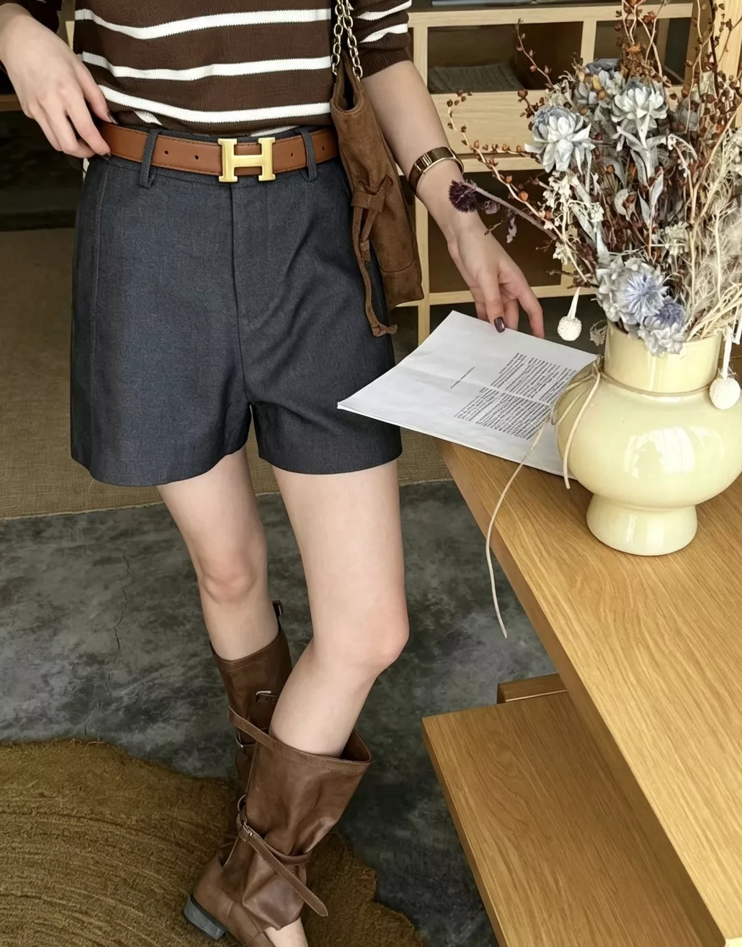 에르메스 H 버클 벨트 포인트 정장 반바지 상세 이미지 22