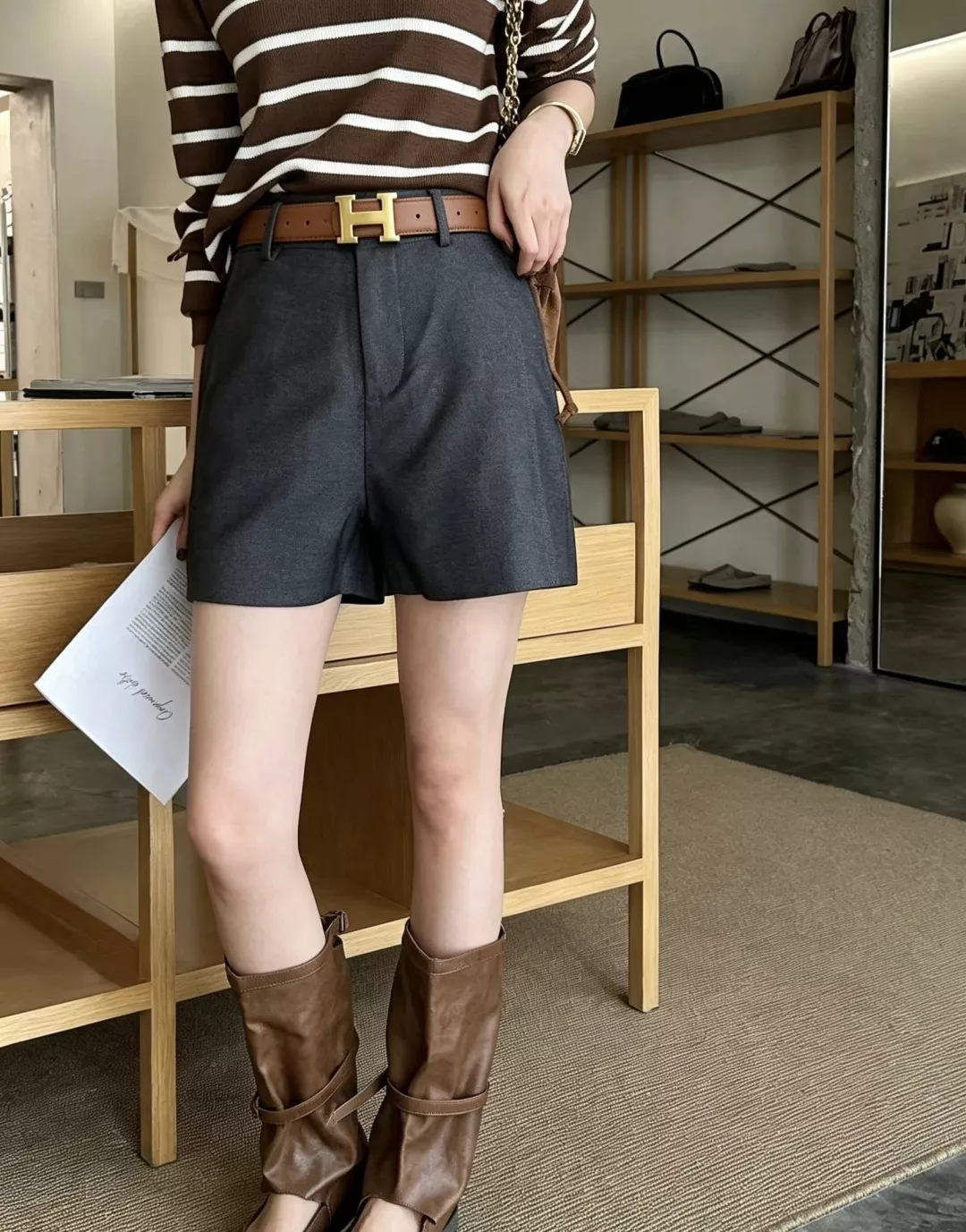 에르메스 H 버클 벨트 포인트 정장 반바지 상세 이미지 24