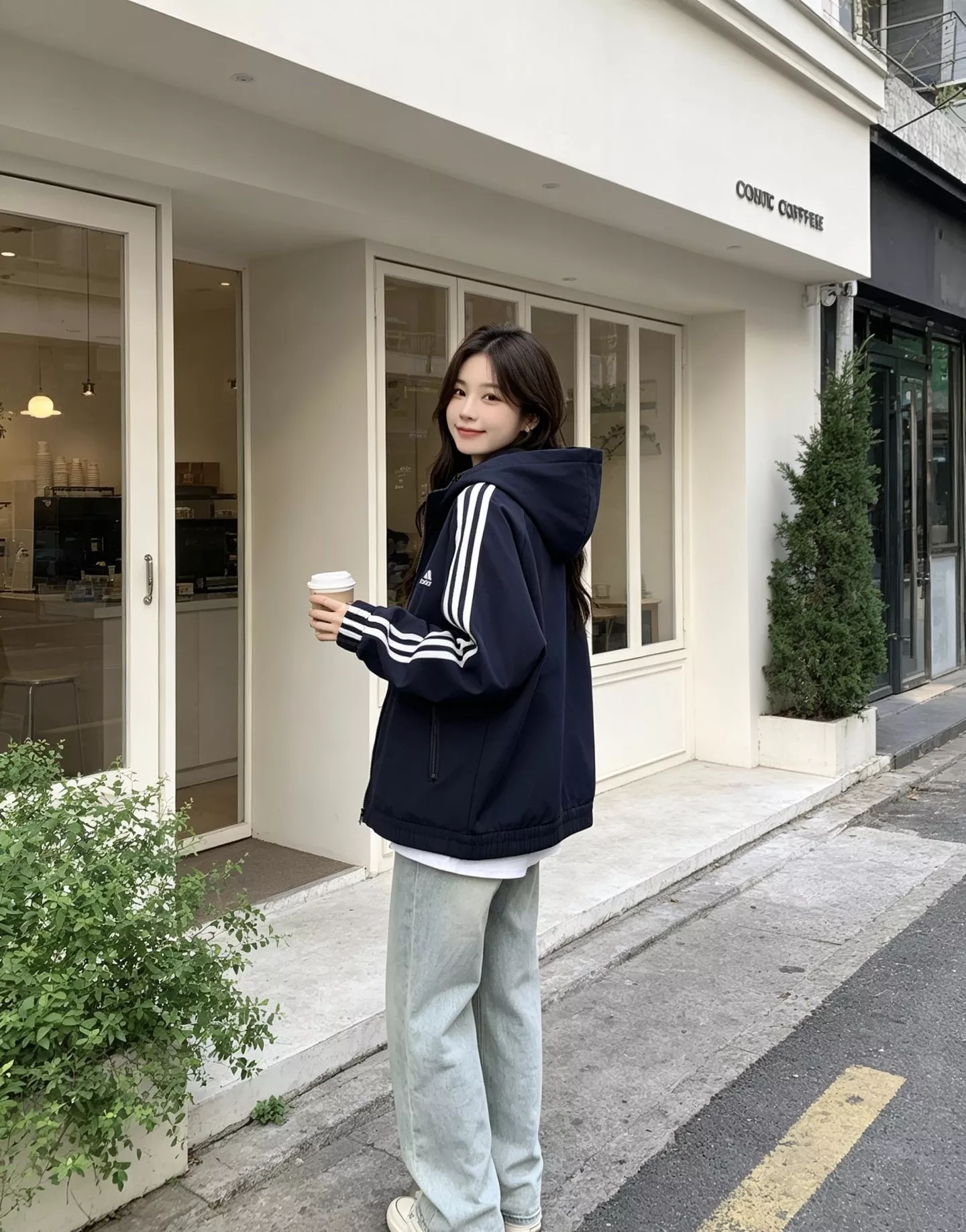 아디다스 삼선 자수 로고 후드 재킷 상세 이미지 11