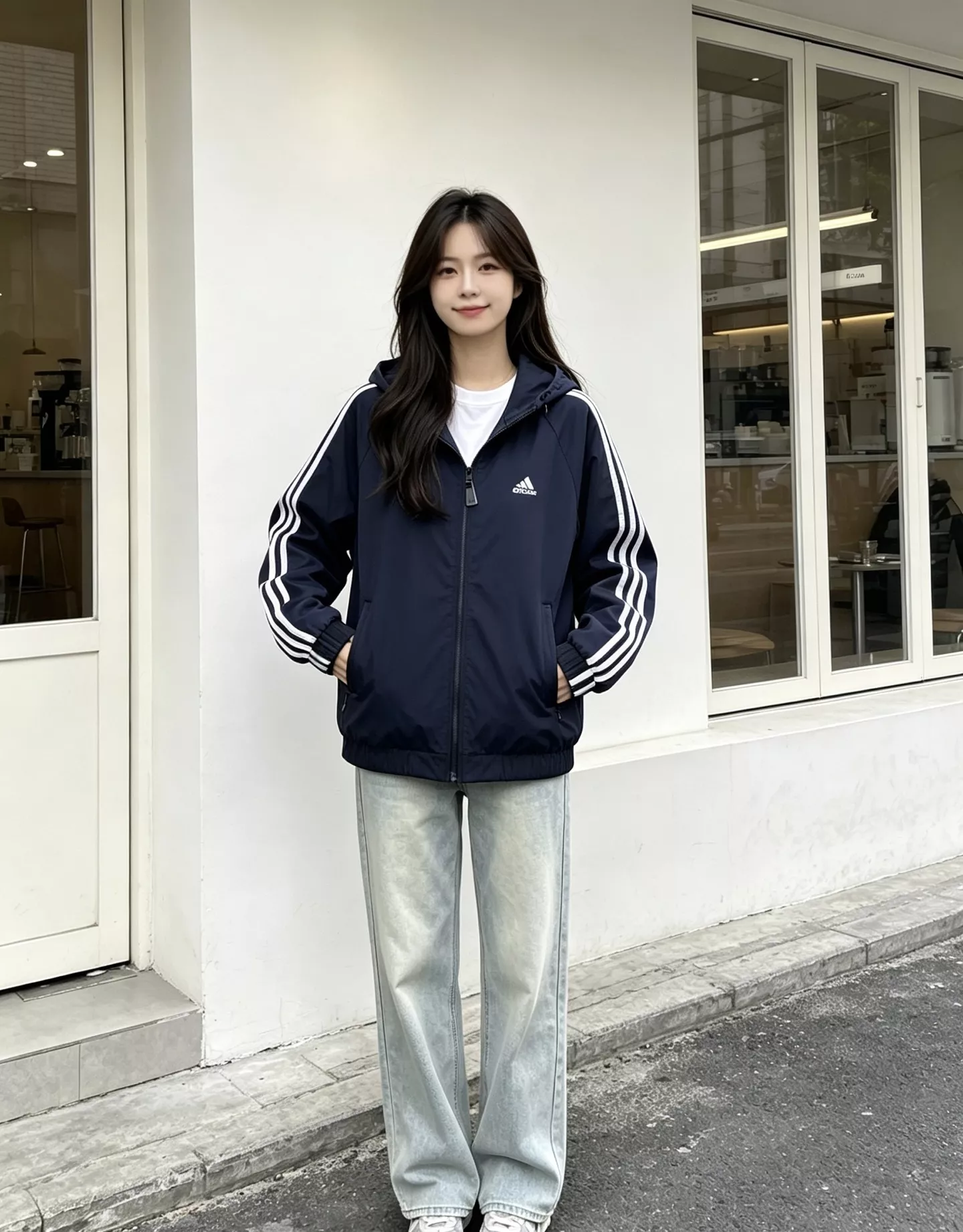 아디다스 삼선 자수 로고 후드 재킷 상세 이미지 12