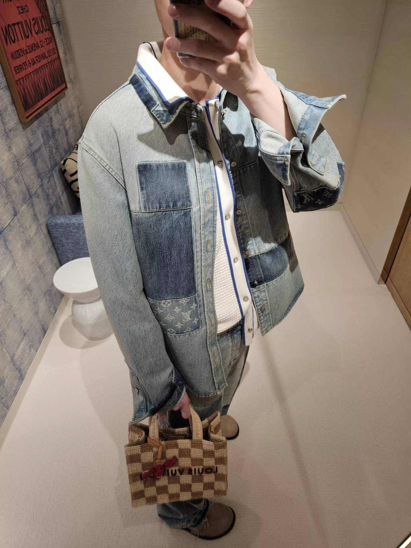 루이비통 패치 자카드 워싱 데님 재킷 상세 이미지 20