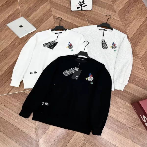 크롬하츠 컬러 자수 워싱 루즈핏 맨투맨